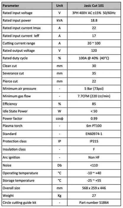 JASIC Plasma Cutter Inverter Cut 101 - Hurstbourne Forge Welding Supplies
