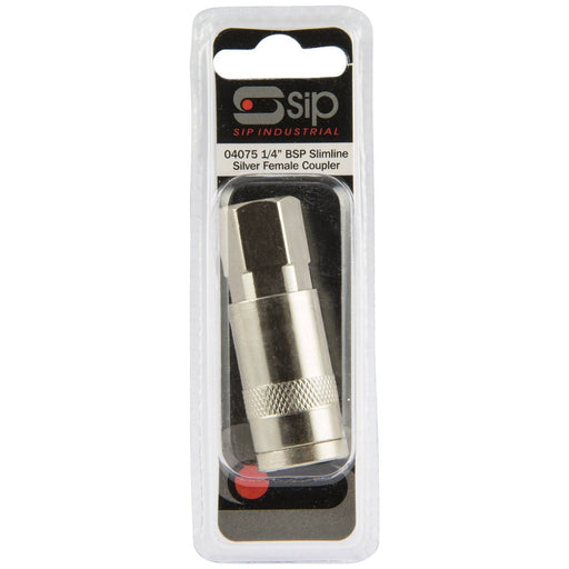 SIP 1/4" Slimline Silver Female Coupler - Hurstbourne Forge Welding Supplies