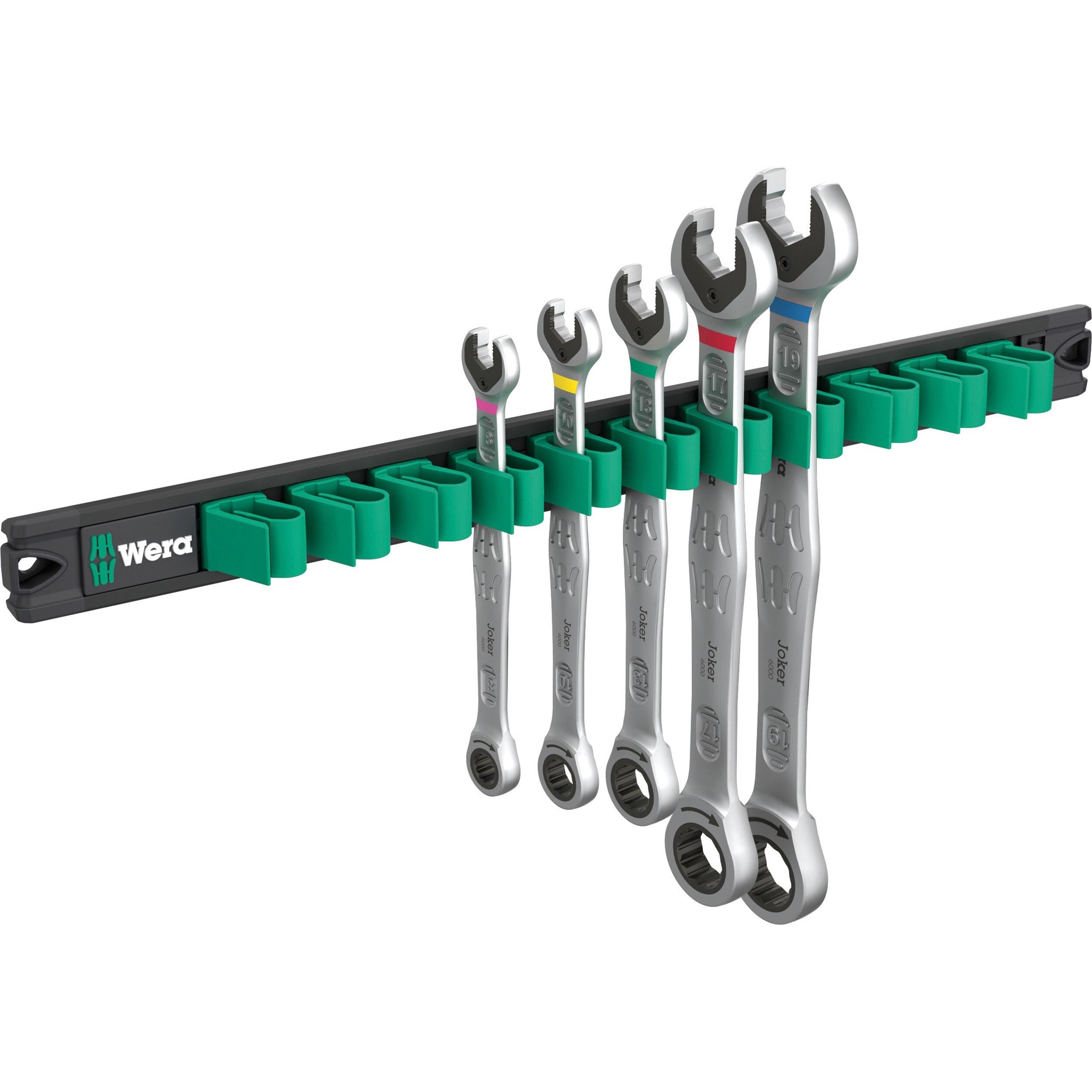 Wera 9631 Magnetic rail 6000 Joker 2 Ratcheting combination wrenches set, 5 pieces