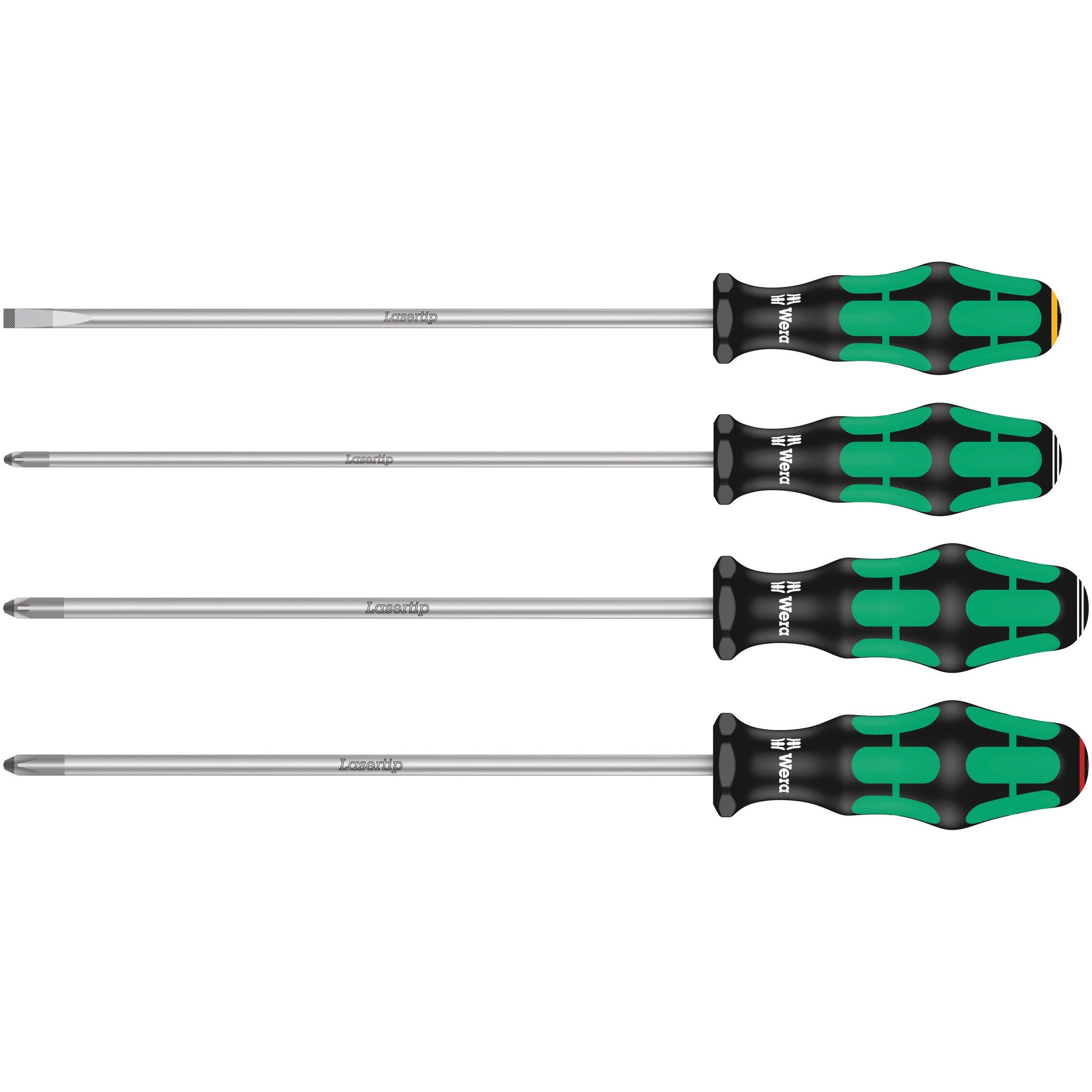 Wera 335/350/355/4 Screwdriver set Kraftform Plus Lasertip 200 mm-long blades, 4