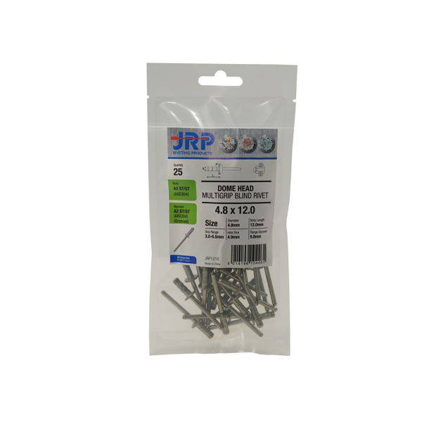 A2/A2 Dome Medium Grip Rivets - 4.8x12