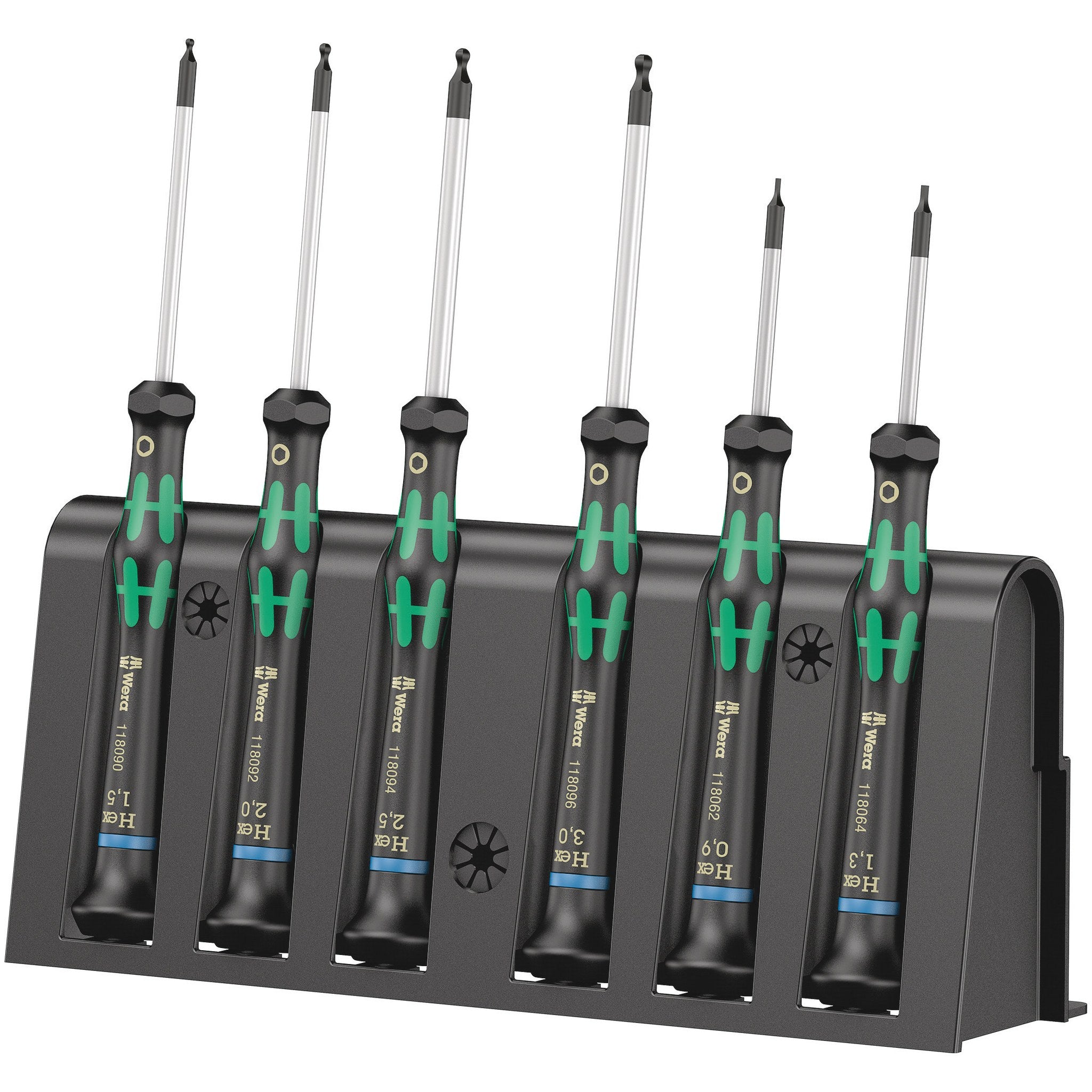 Wera 2052/6 Hexagon screwdriver set and rack for electronic applications, 6 pieces