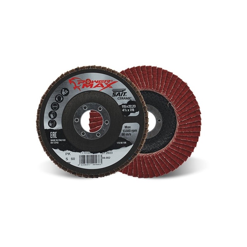 SAIT Powermax-PK Ceramic Conical Flap Disc 115 x 22.23mm P40