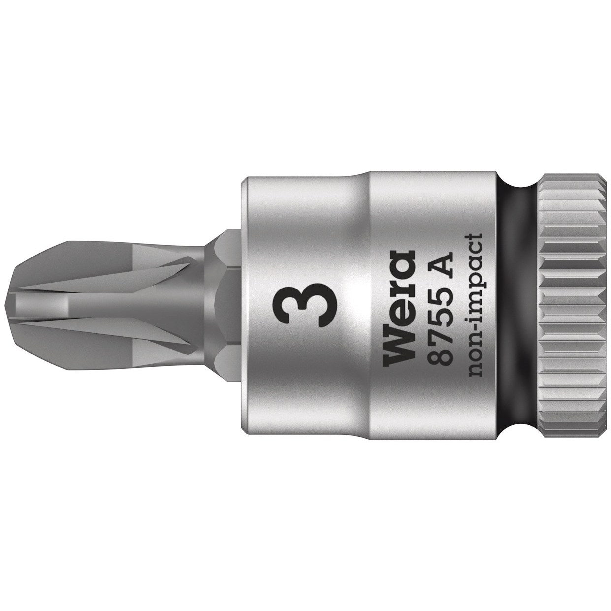 Wera 8755 A Pozidriv Zyklop bit socket, 1/4" drive, PZ 3 x 28 mm
