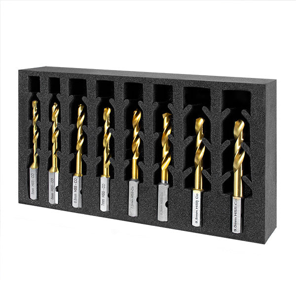 HMT VersaDrive Cobalt Drill InsertFoam Set: 5, 6, 6.8, 7, 7.5, 8, 9, 10mm