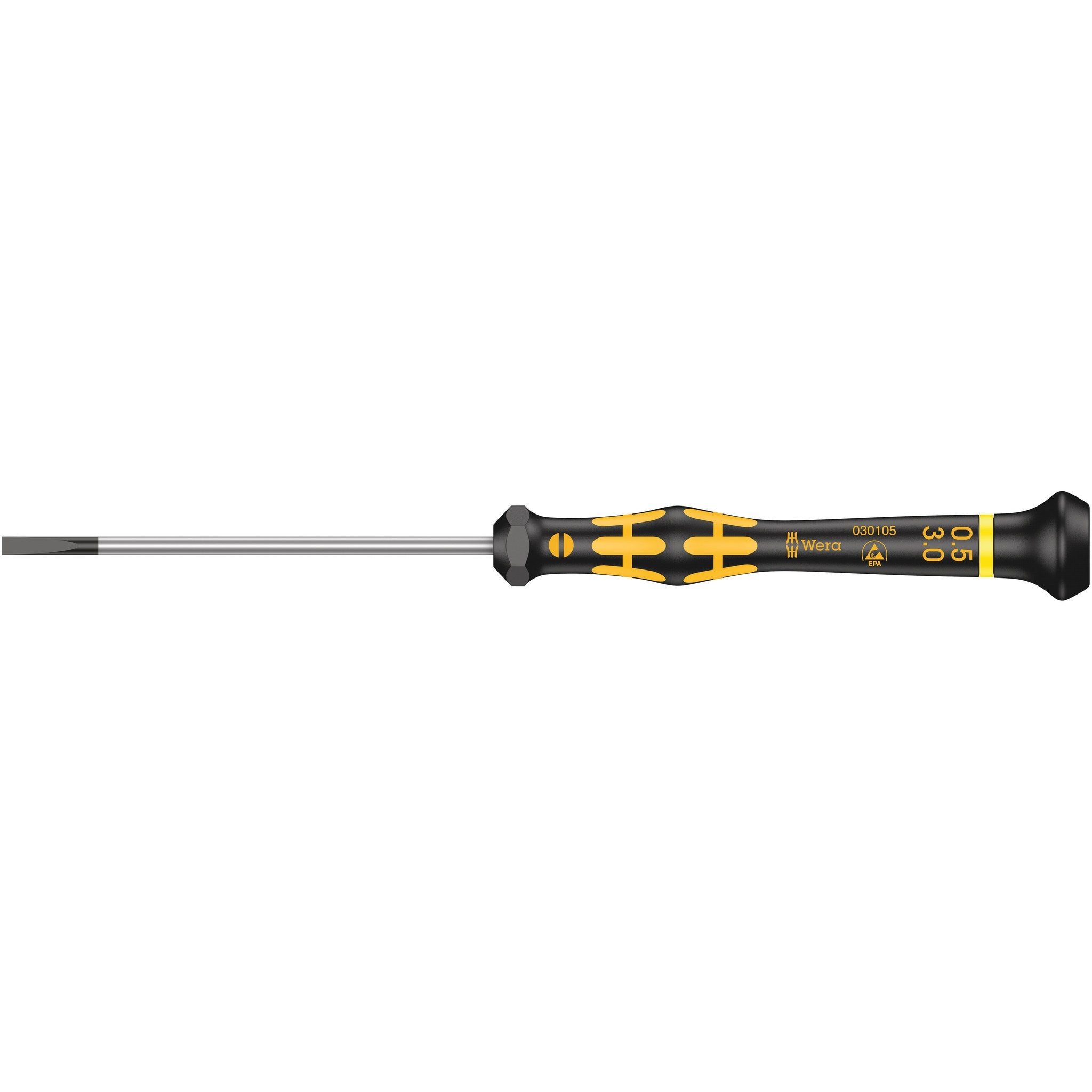 Wera 1578 A ESD Kraftform Micro screwdriver for slotted screws, 0.50 x 3 x 80 mm
