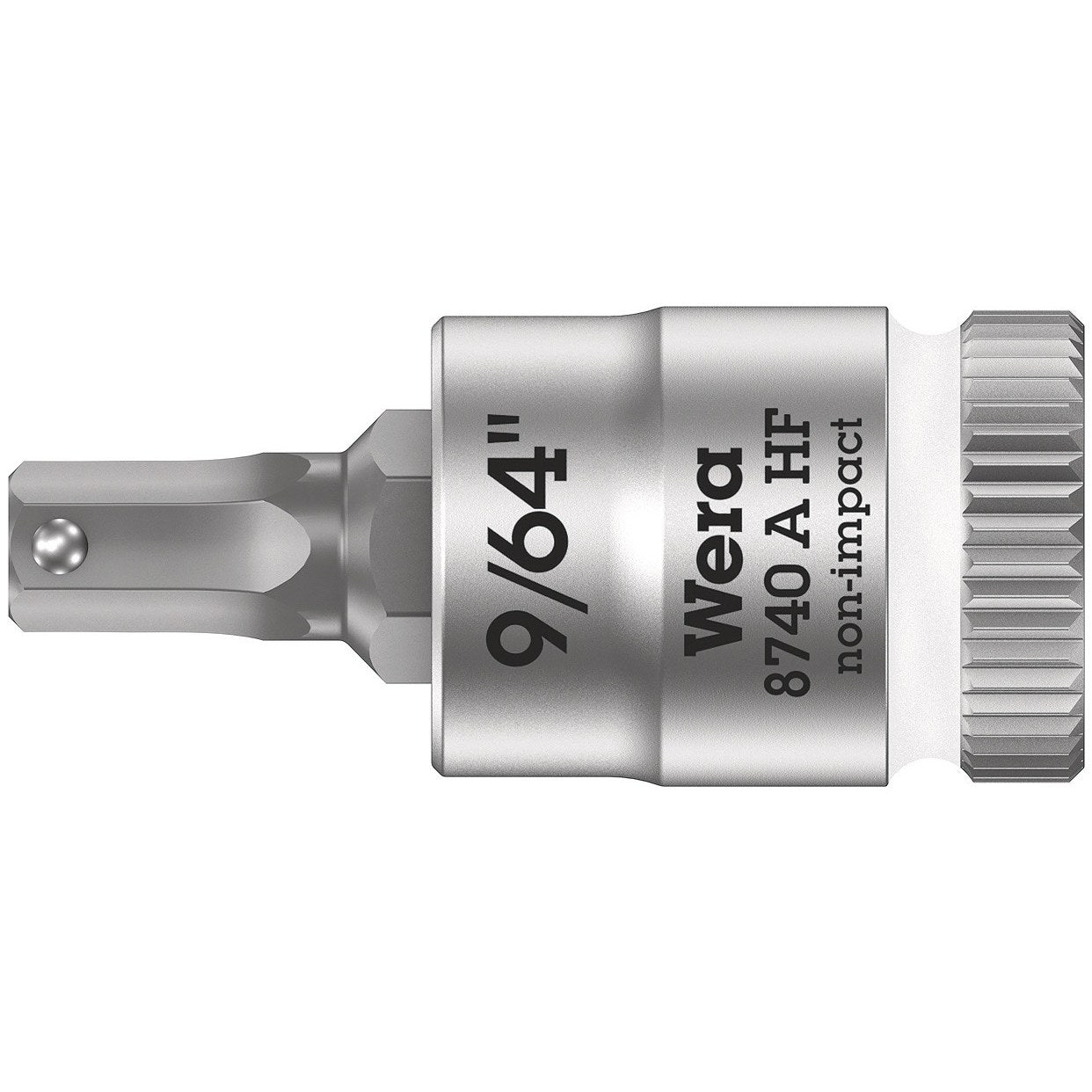 Wera 8740 A HF Zyklop bit socket with holding function, 1/4" drive, 9/64" x 28 mm