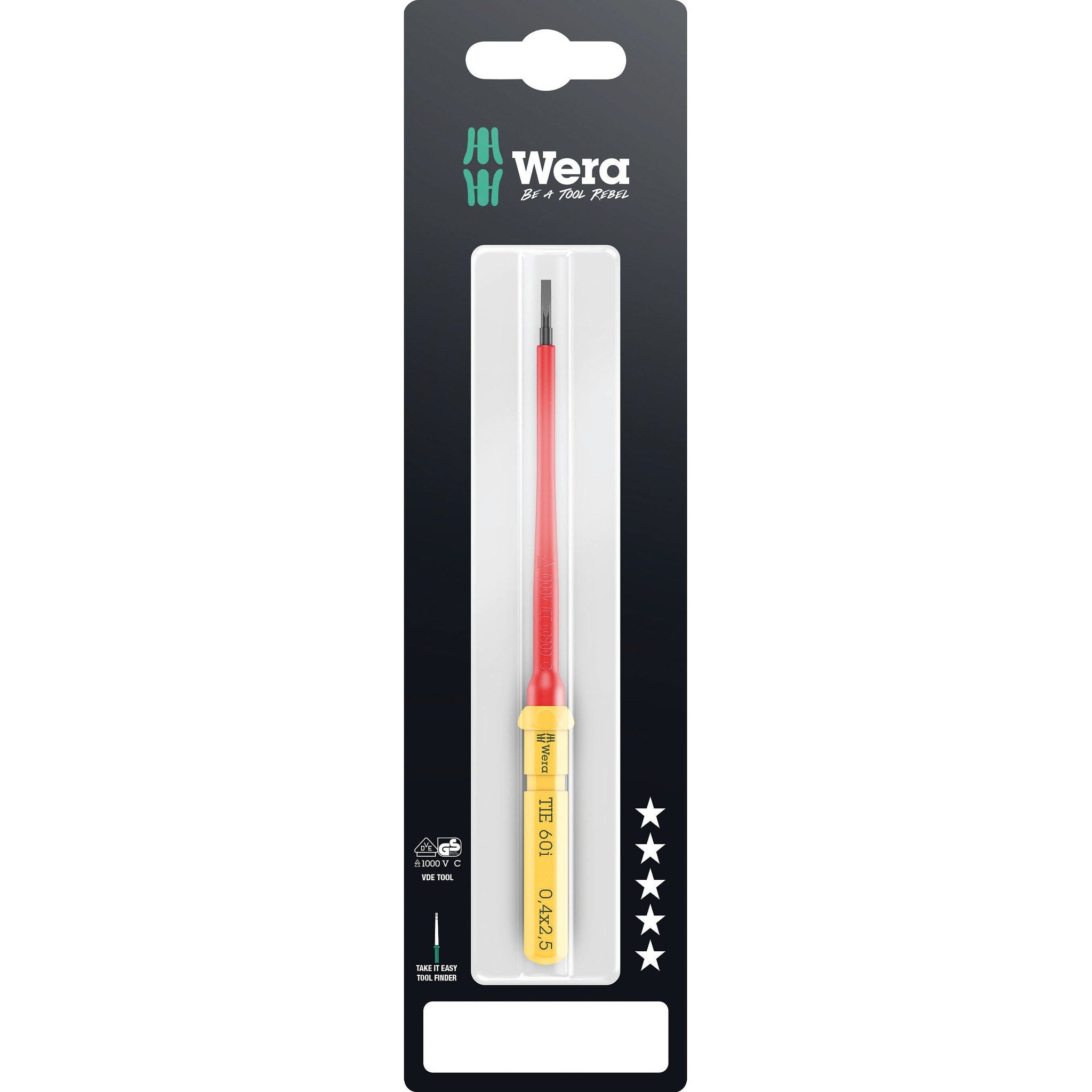 Wera Kraftform Kompakt VDE 60 i Take it easy SB, 0.4 x 2.5 x 157 mm