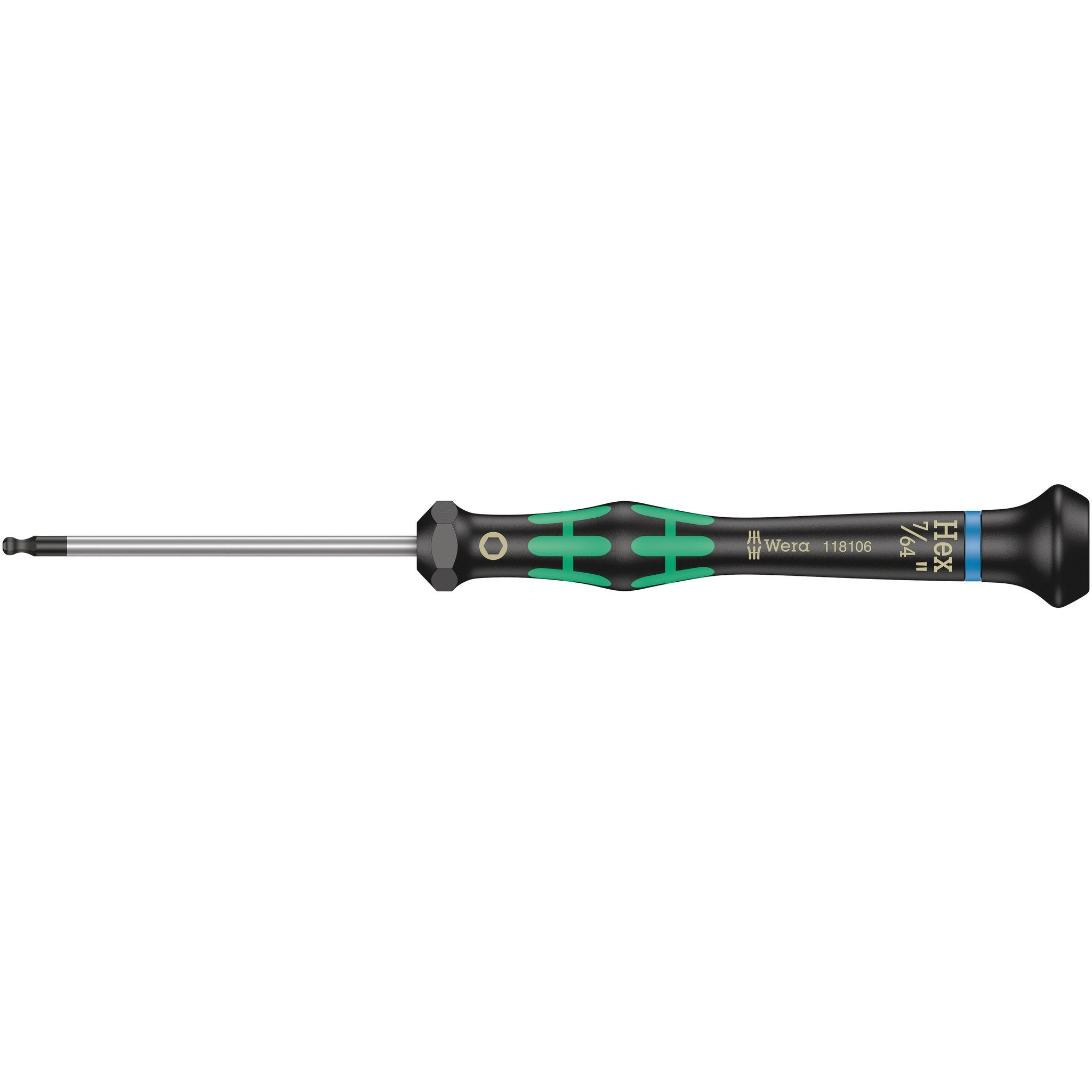 Wera 2052 Ball end hexagon screwdriver for electronic applications, 7/64" x 60 mm