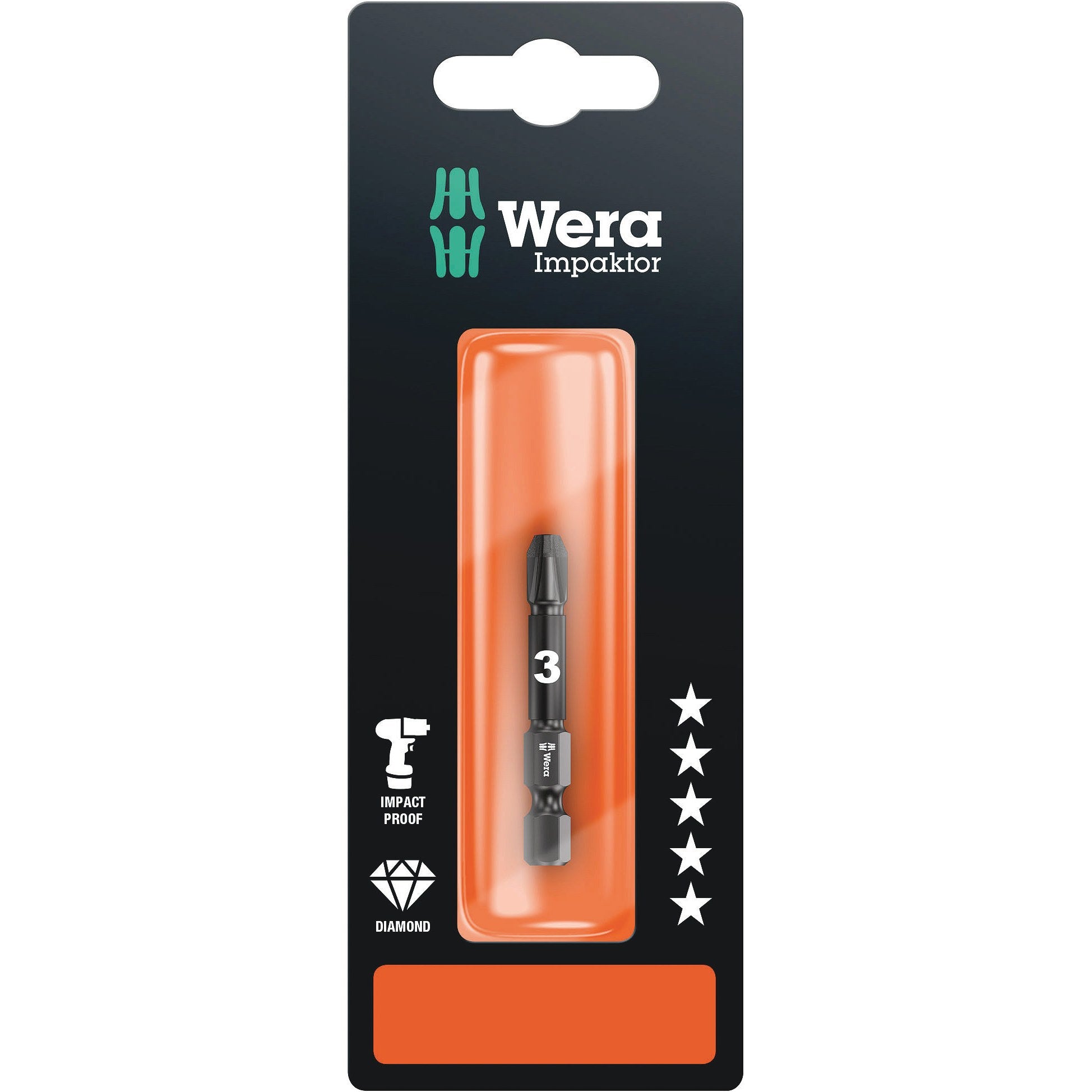 Wera 855/4 IMP DC Impaktor bits SB, PZ 3 x 50 mm
