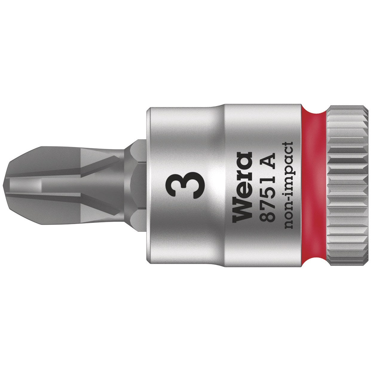 Wera 8751 A Phillips Zyklop bit socket, 1/4" drive, PH 3 x 28 mm