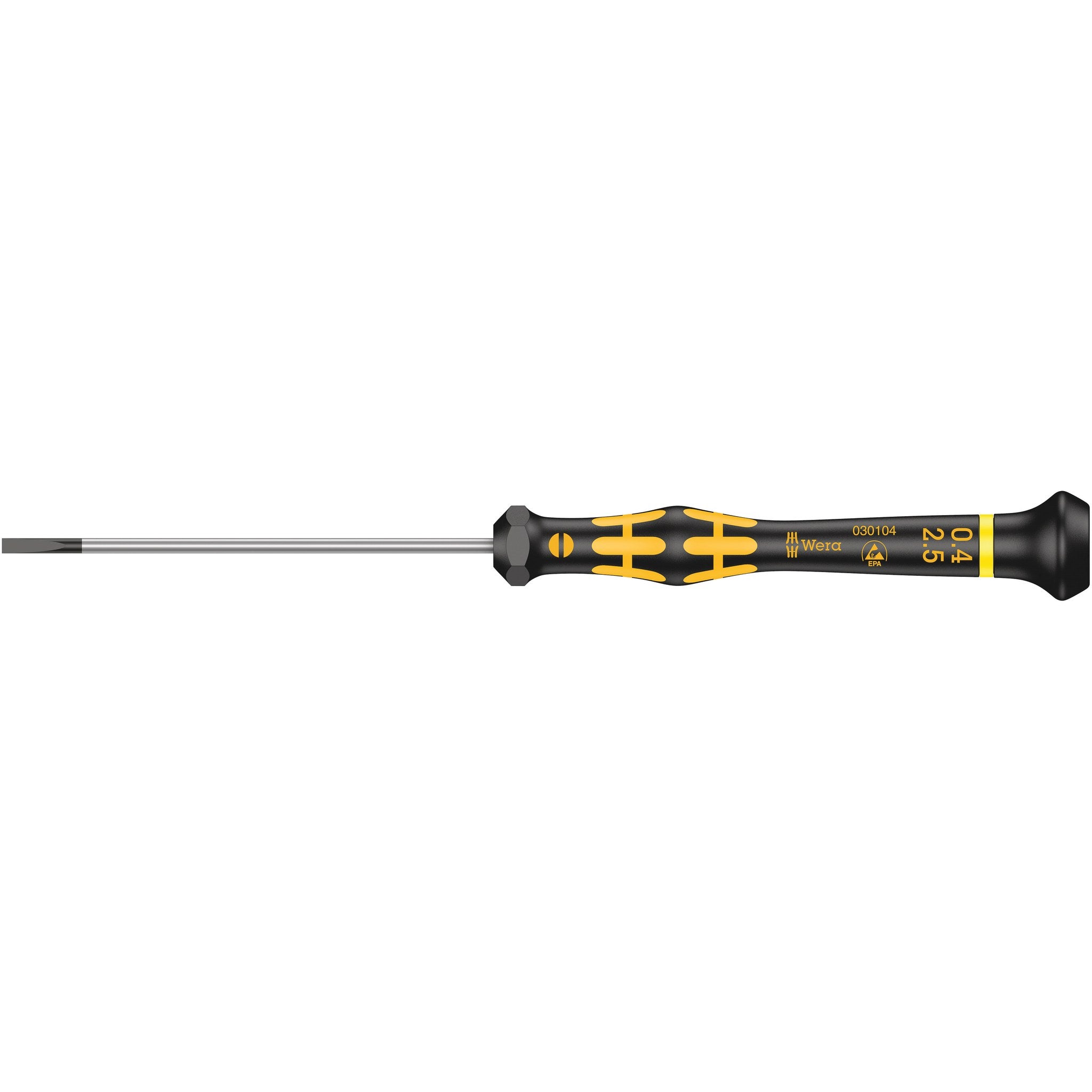 Wera 1578 A ESD Kraftform Micro screwdriver for slotted screws, 0.40 x 2.5 x 80 mm