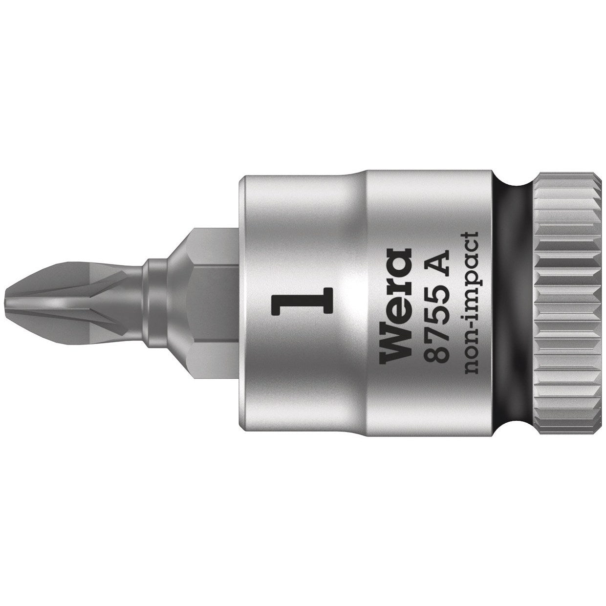 Wera 8755 A Pozidriv Zyklop bit socket, 1/4" drive, PZ 1 x 28 mm