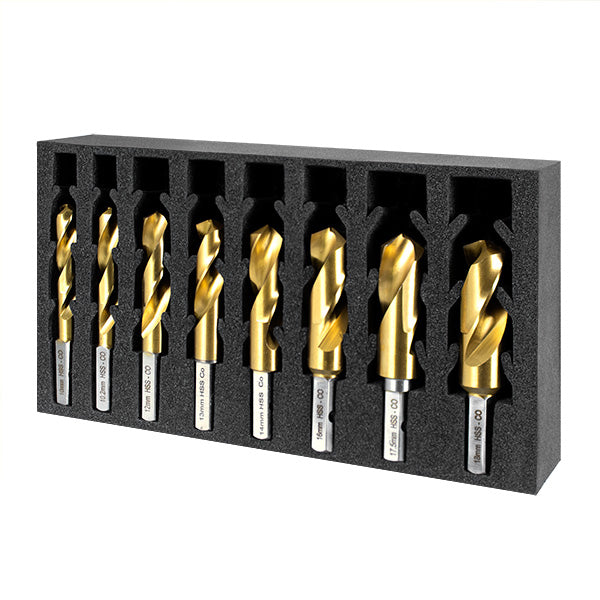 HMT VersaDrive HSS-Cobalt Drill Bit Set 3/16, 1/4, 5/16, 3/8, 27/64, 7/16, 1/2, 9/16"