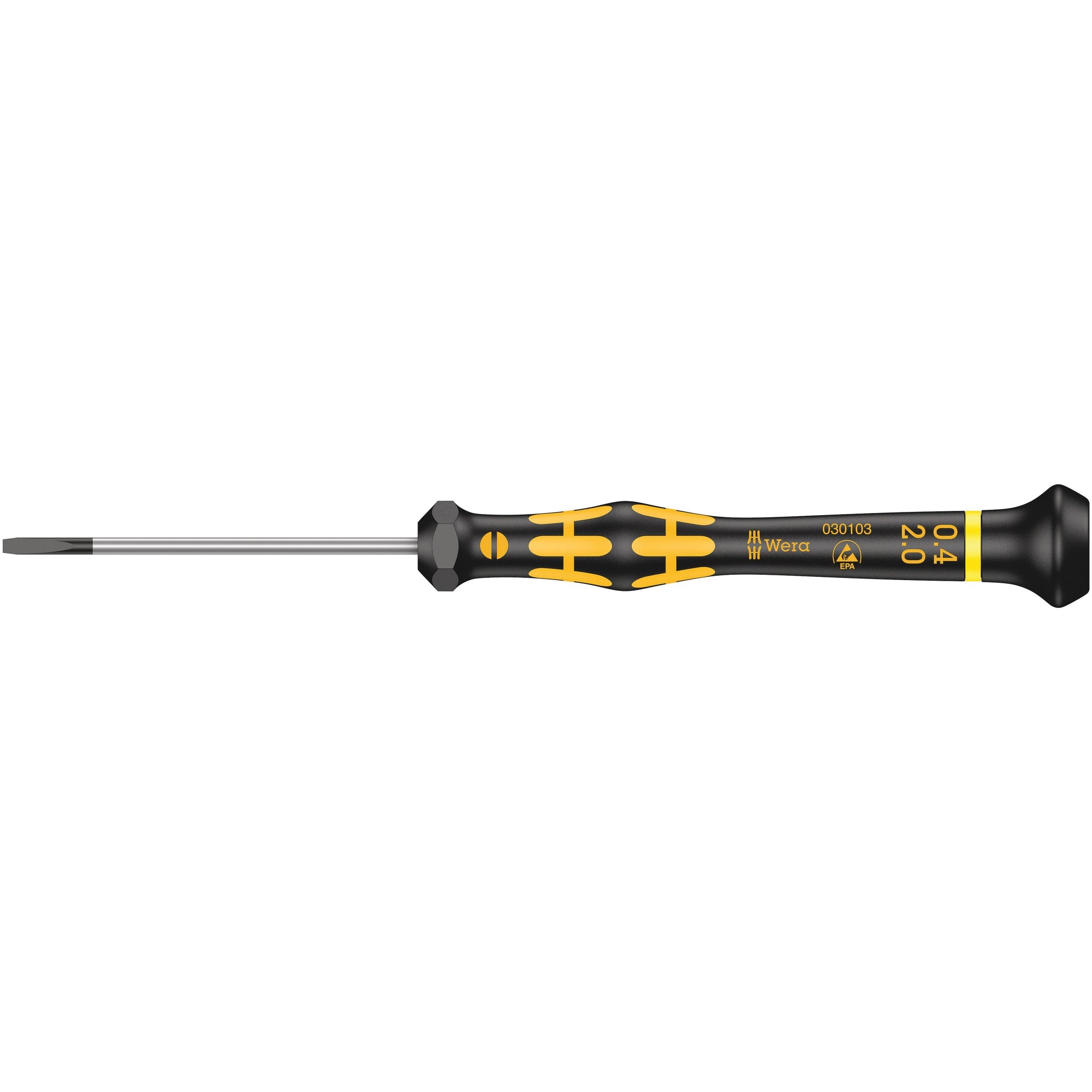 Wera 1578 A ESD Kraftform Micro screwdriver for slotted screws, 0.40 x 2 x 60 mm