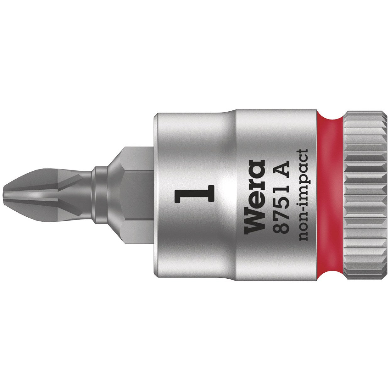 Wera 8751 A Phillips Zyklop bit socket, 1/4" drive, PH 1 x 28 mm