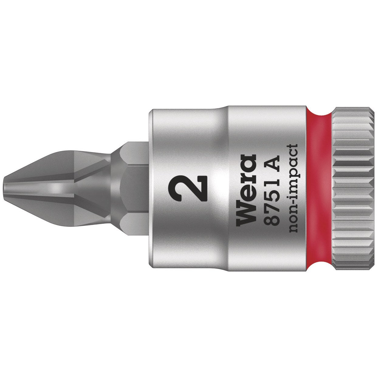 Wera 8751 A Phillips Zyklop bit socket, 1/4" drive, PH 2 x 28 mm
