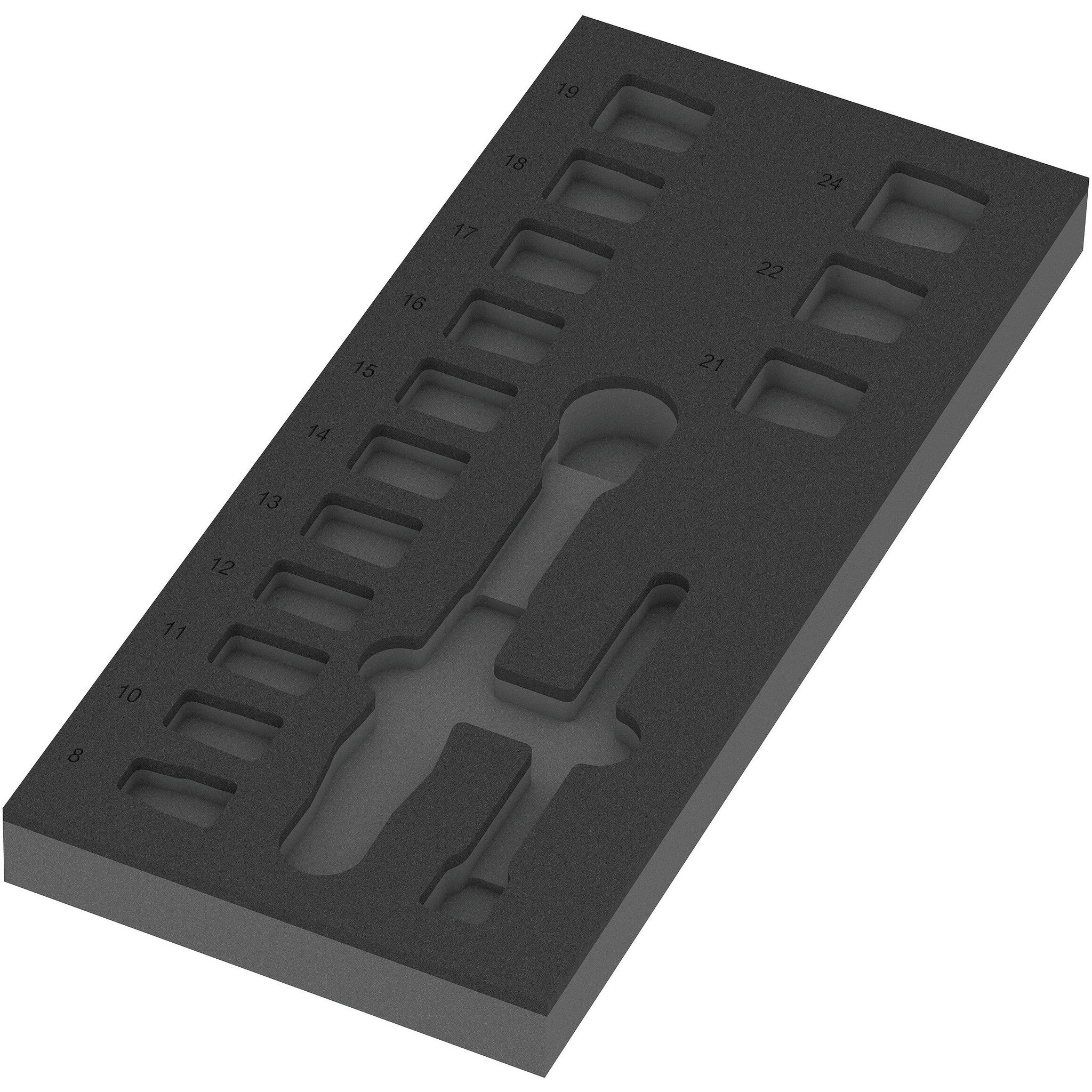 Wera 9824 Foam insert 8010 B Zyklop Comfort ratchet set 1, 3/8", empty, 172 x 30 x 392