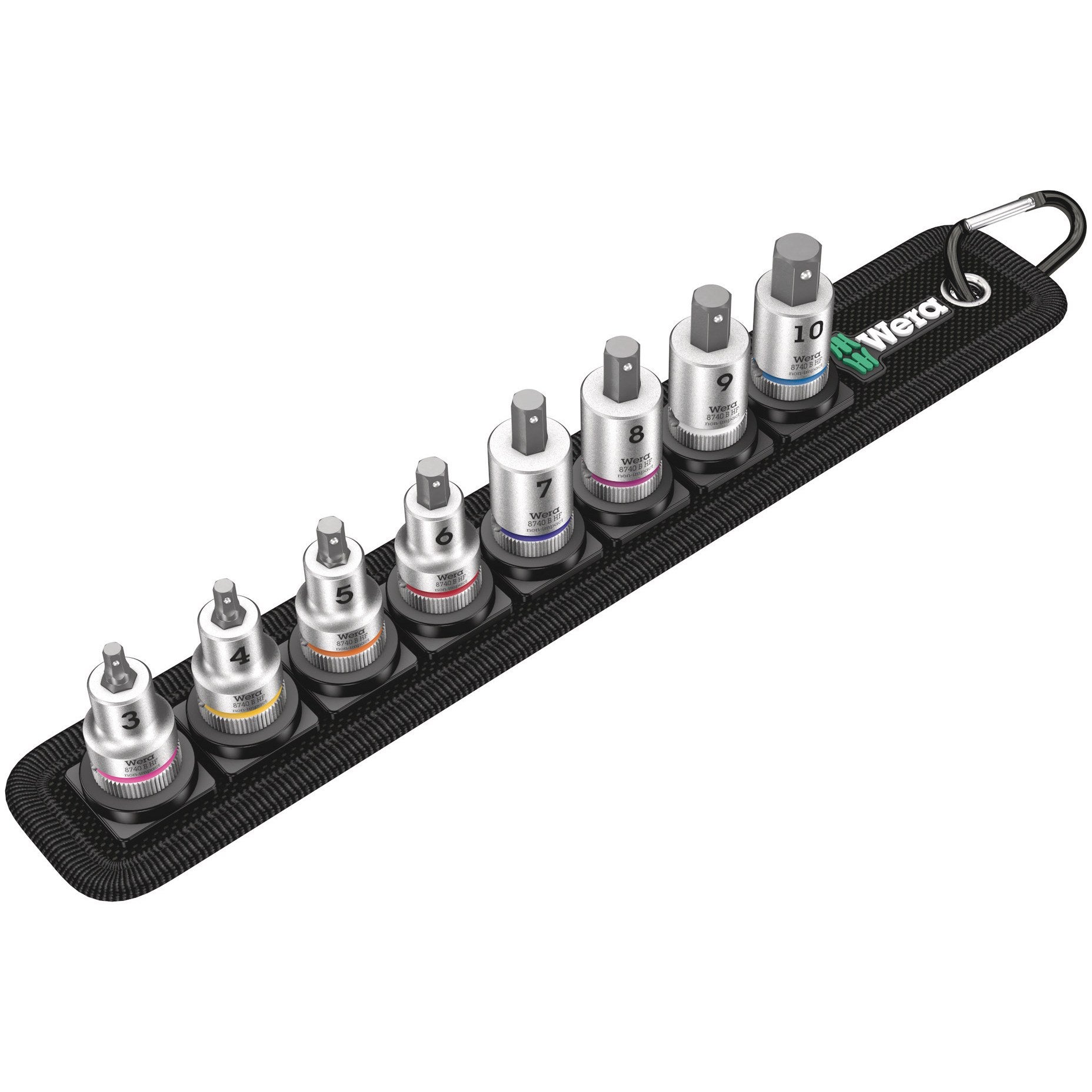 Wera Belt B 2 Zyklop In-Hex-Plus bit socket set with holding function, 3/8" drive, 8