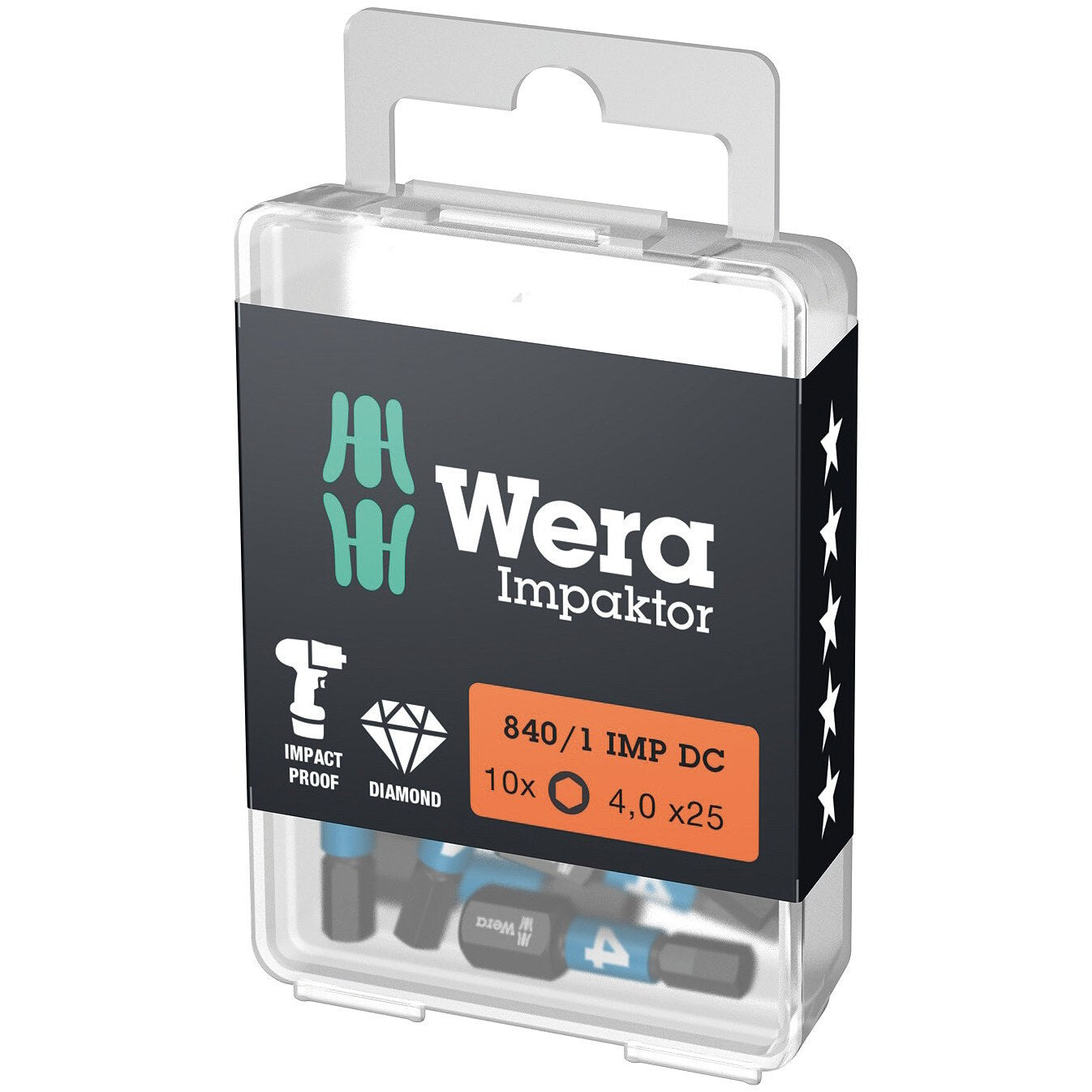 Wera 840/1 IMP DC Hex-Plus DIY Impaktor bits, 4 x 25 mm, 10 pieces