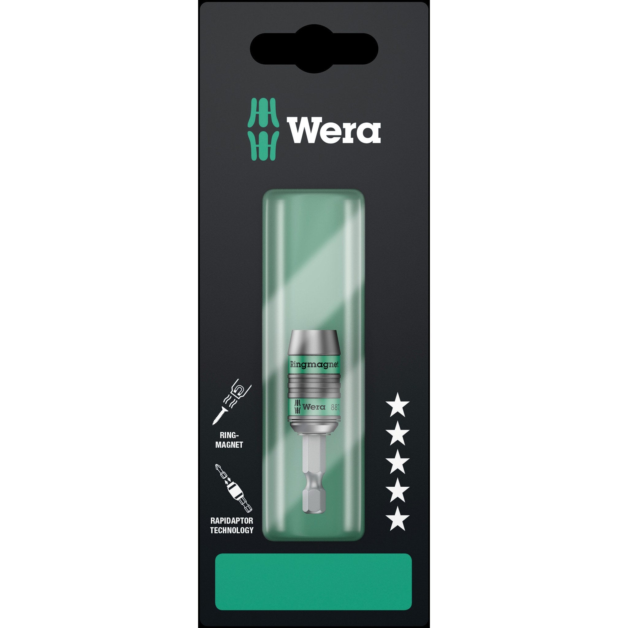 Wera 887/4 RR SB Rapidaptor Universal Bit Holder with ring magnet, 1/4" x 57 mm