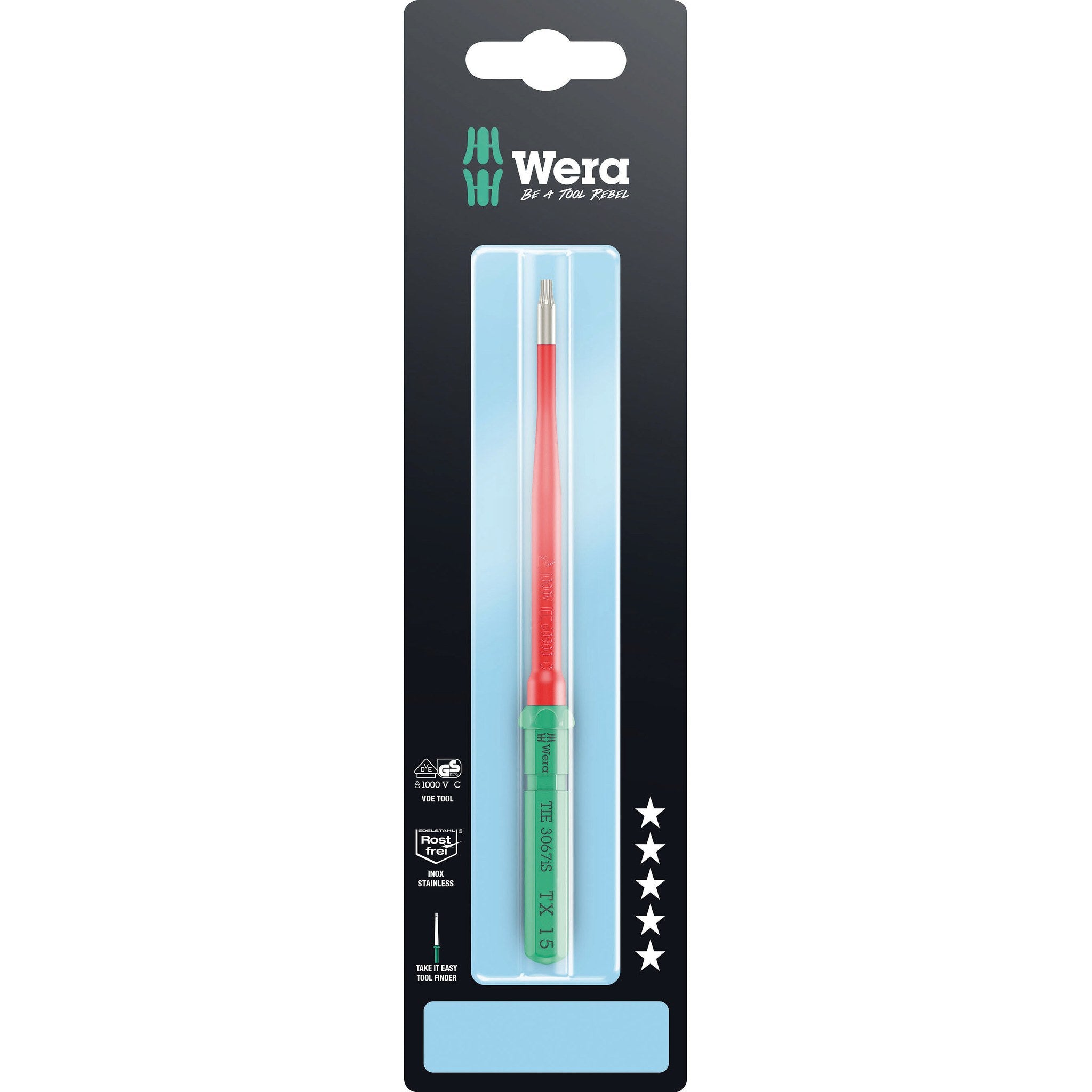 Wera Kraftform Kompakt VDE 3067 iS TORX® Take it easy SB, stainless steel, TX 15 x