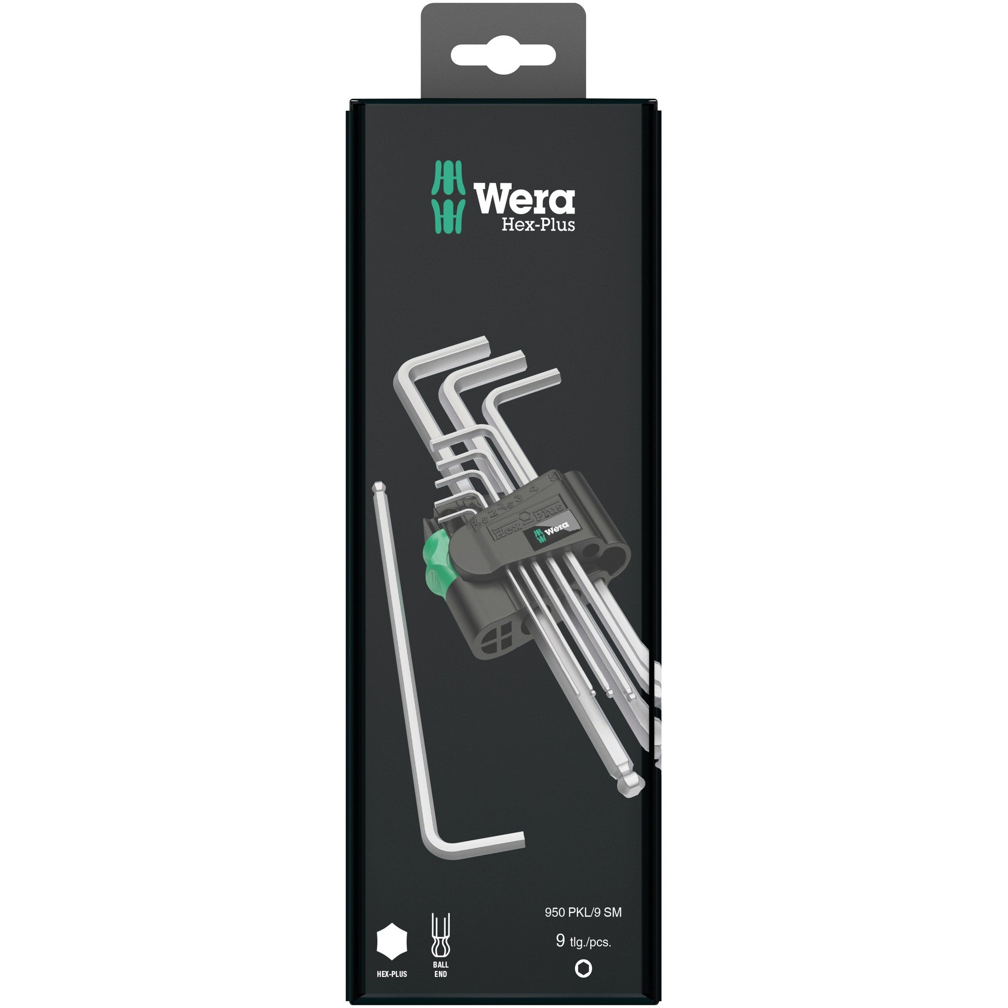 Wera 950/9 Hex-Plus 1 SB L-key set, metric, chrome-plated, 9 pieces