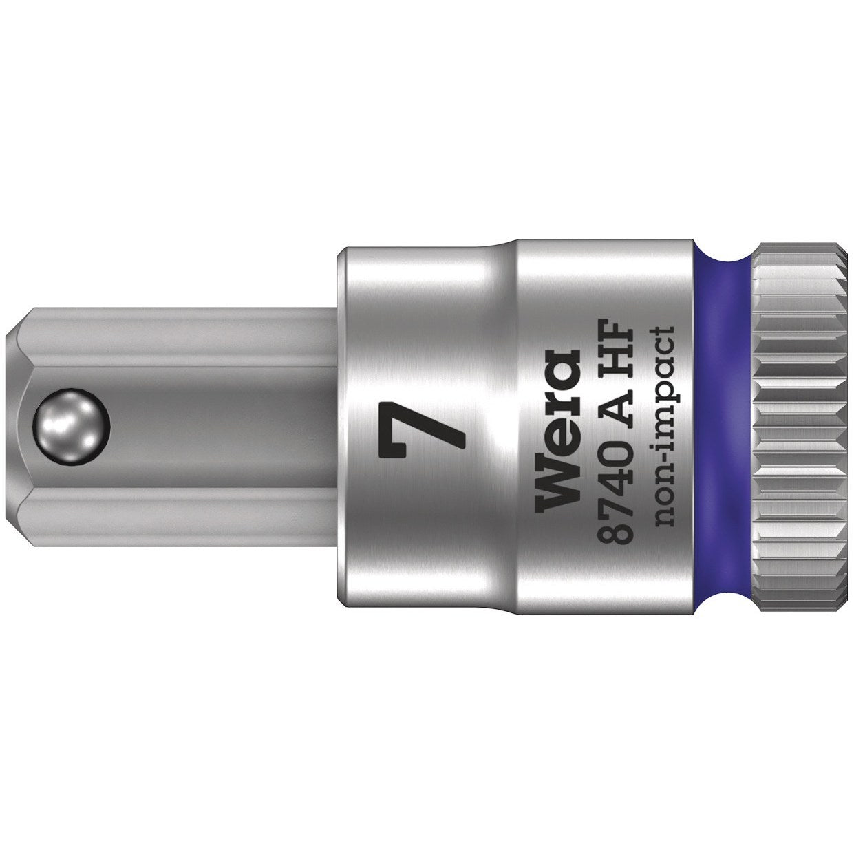 Wera 8740 A HF Zyklop bit socket with holding function, 1/4" drive, 7 x 28 mm