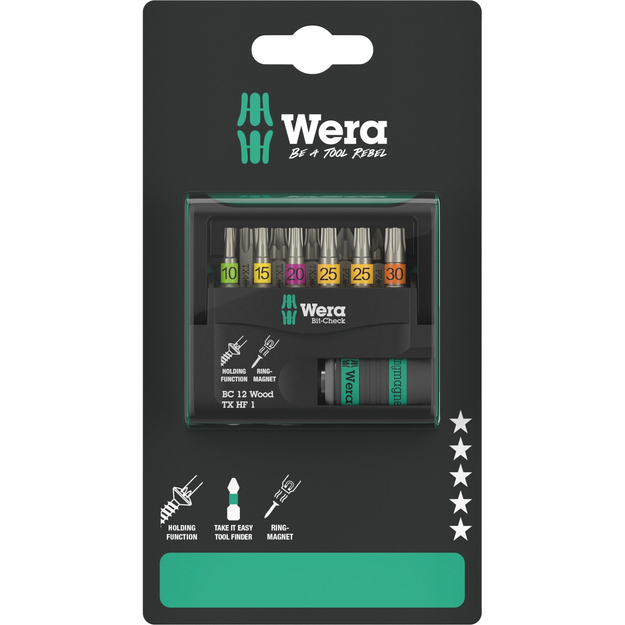 Wera Bit-Check 12 Wood TX HF 1 SB, 12 pieces