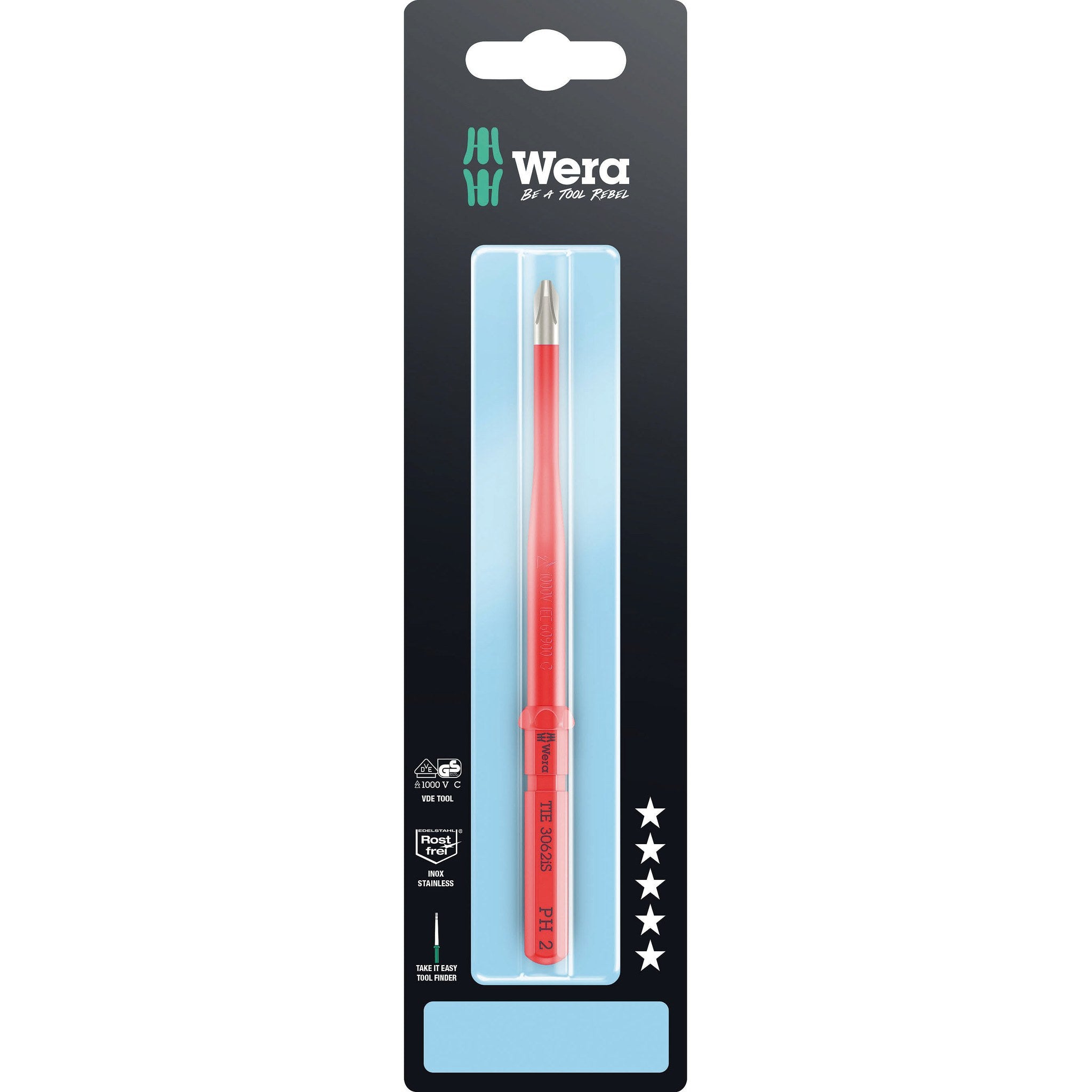 Wera Kraftform Kompakt VDE 3062 iS Take it easy SB, stainless steel, PH 2 x 157 mm