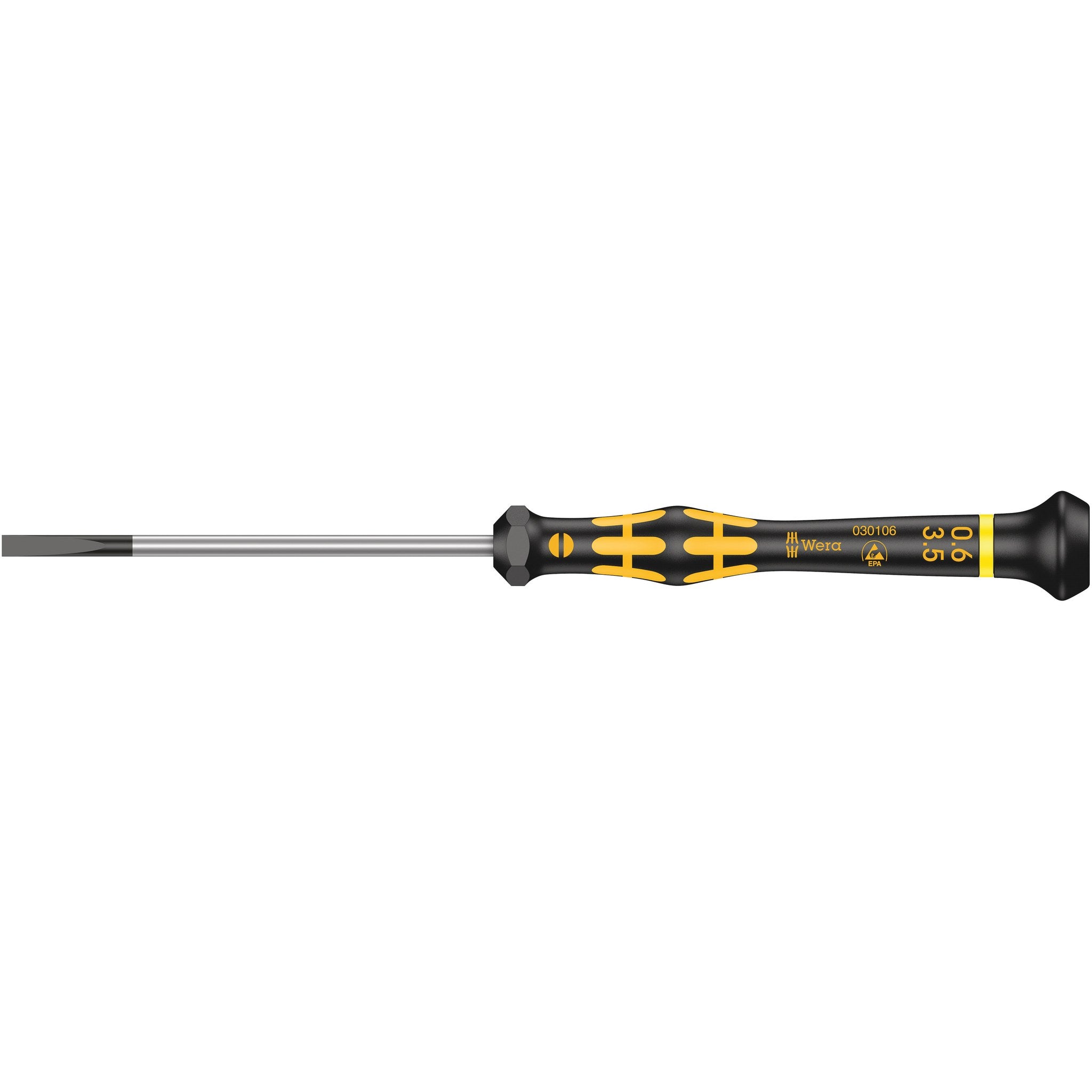 Wera 1578 A ESD Kraftform Micro screwdriver for slotted screws, 0.60 x 3.5 x 80 mm