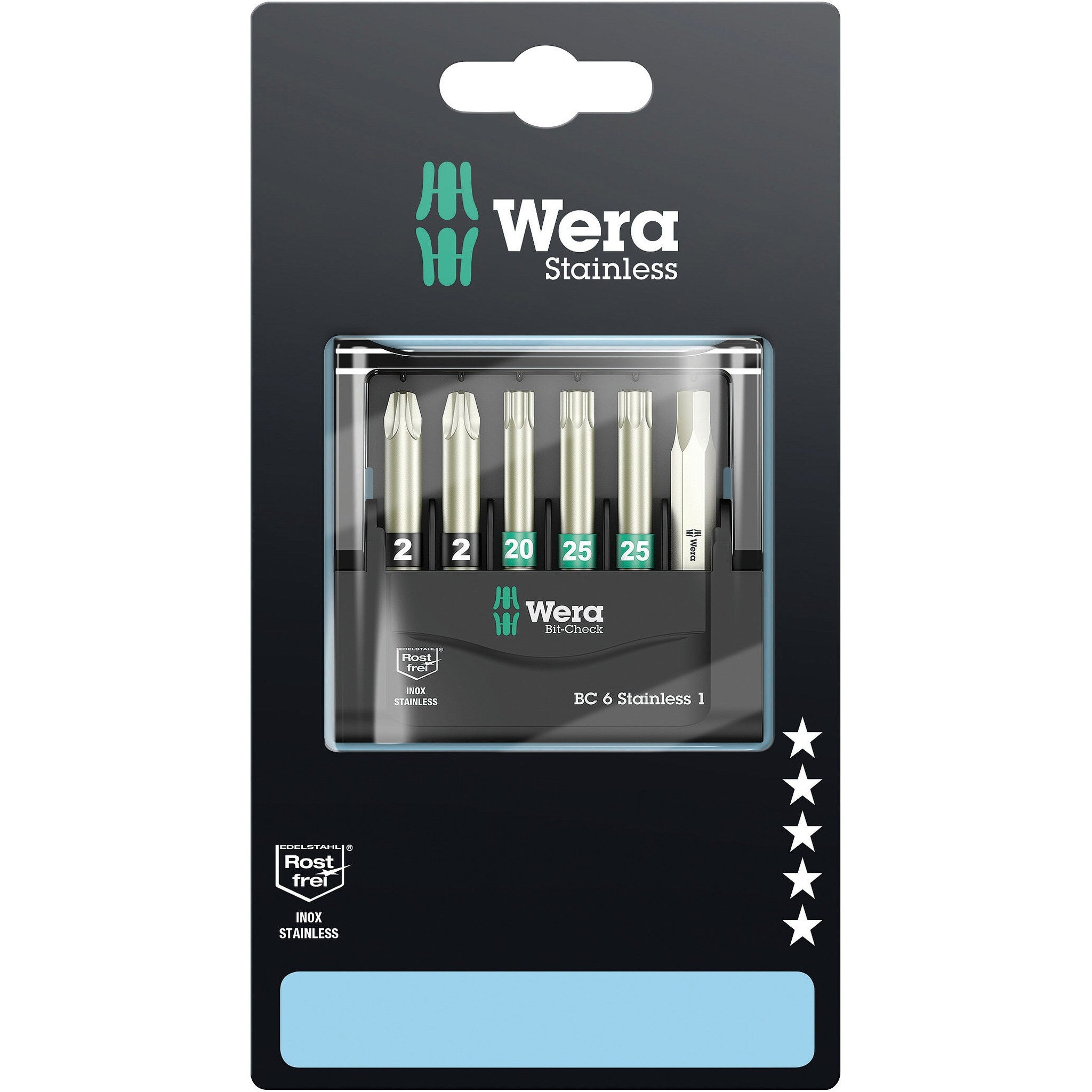 Wera Bit-Check 6 Stainless 1 SB, 6 pieces