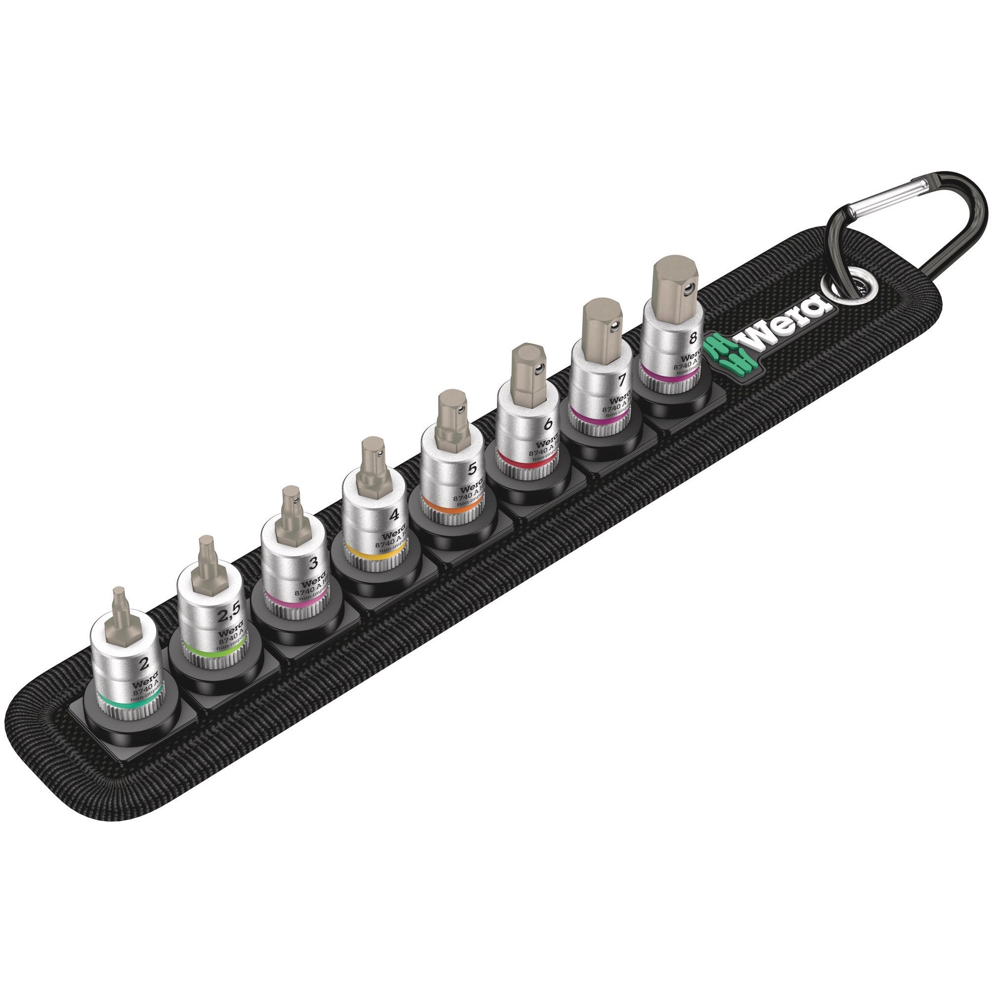 Wera Belt A 2 Zyklop In-Hex-Plus bit socket set with holding function, 1/4" drive, 8