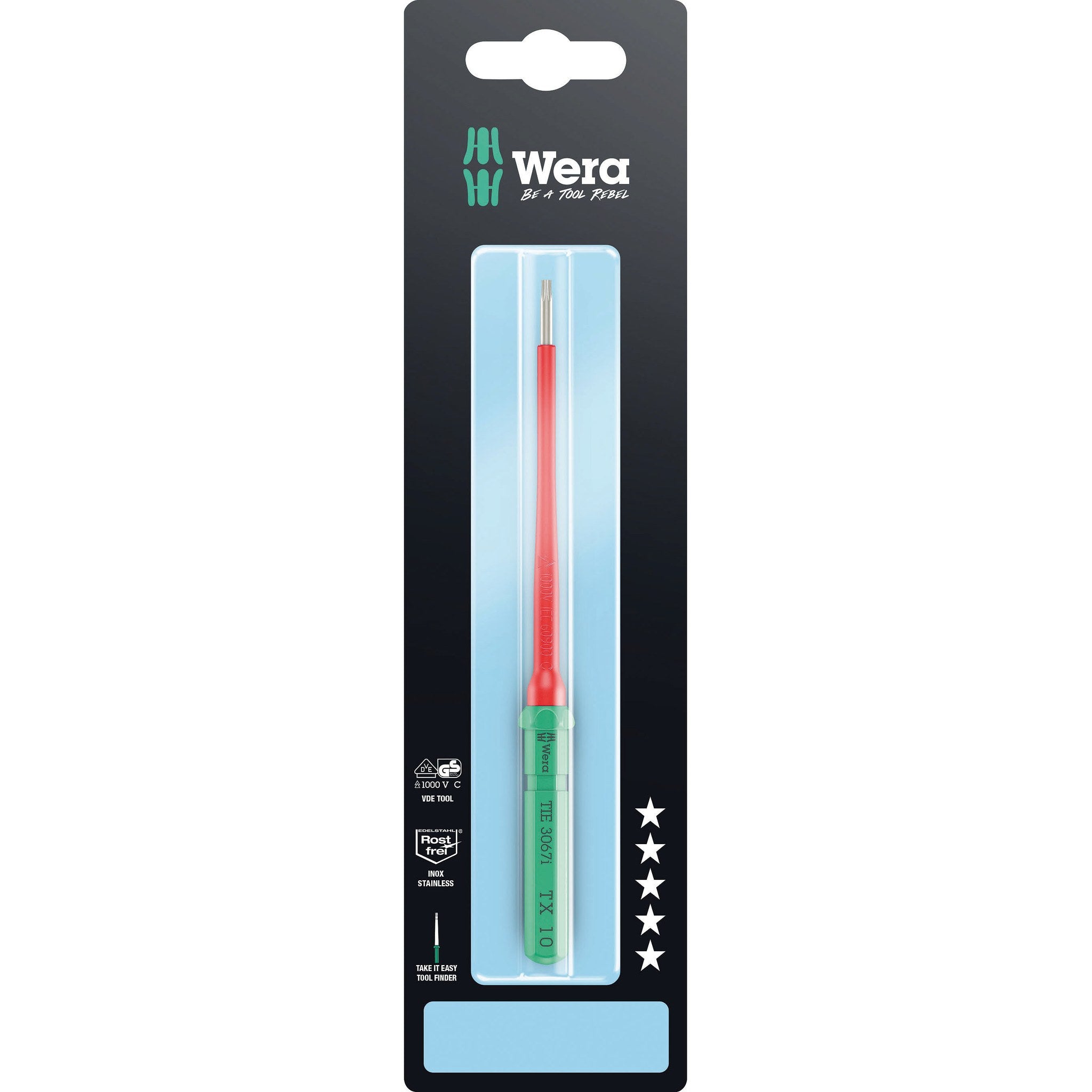 Wera Kraftform Kompakt VDE 3067 i TORX® Take it easy SB, stainless steel, TX 10 x 157