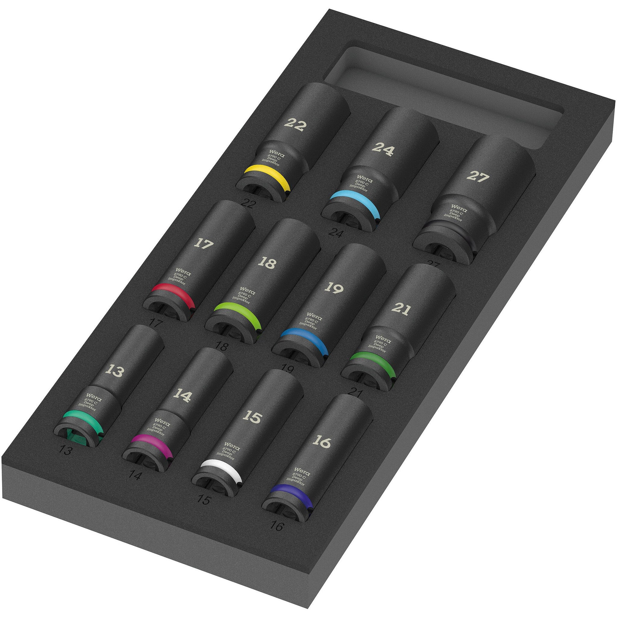 Wera 9725 Foam insert Zyklop C, 1/2", Impaktor Deep socket set 1, 11 pieces