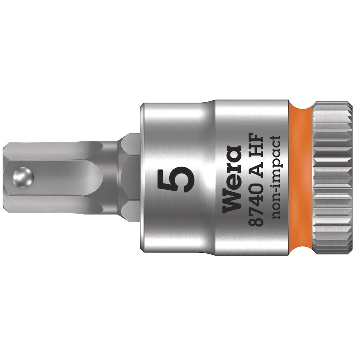 Wera 8740 A HF Zyklop bit socket with holding function, 1/4" drive, 5 x 28 mm