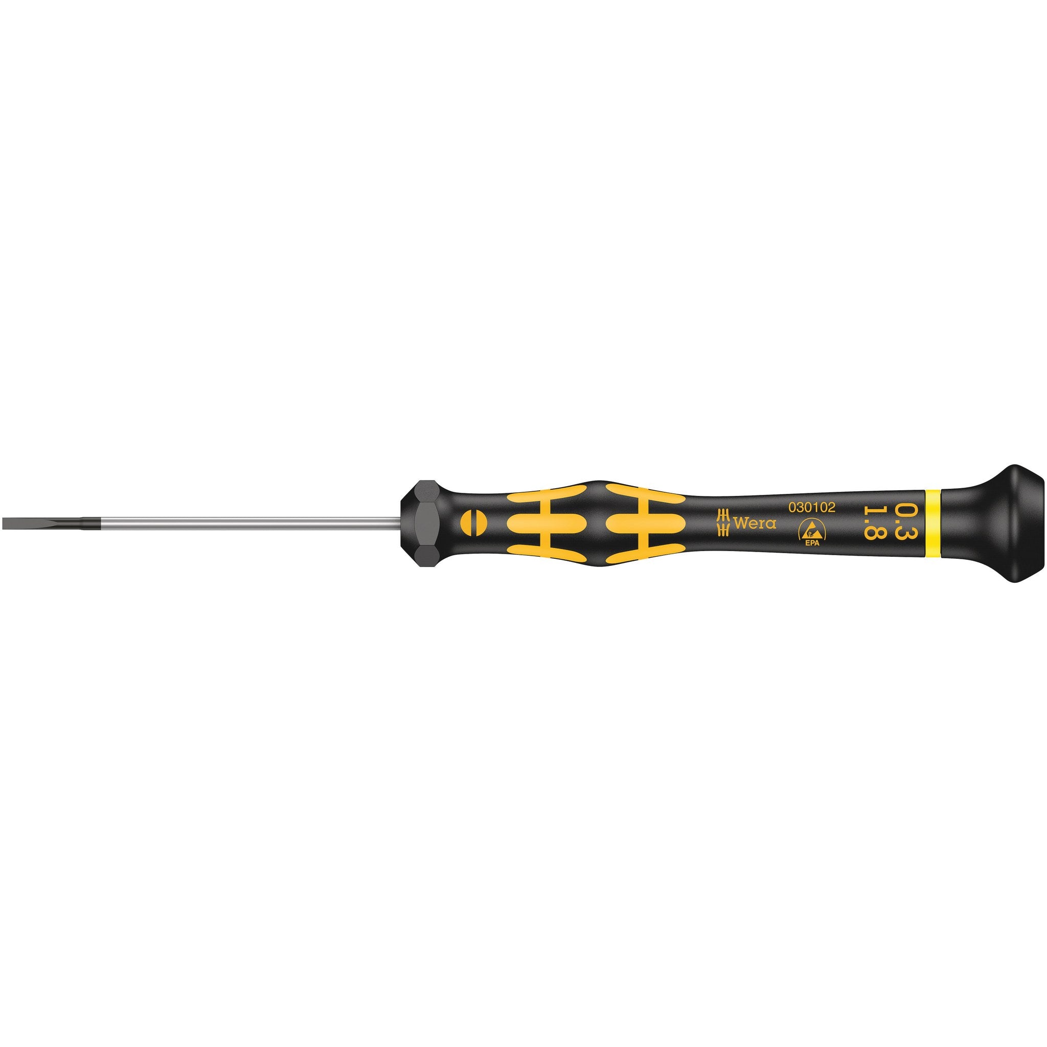 Wera 1578 A ESD Kraftform Micro screwdriver for slotted screws, 0.30 x 1.8 x 60 mm