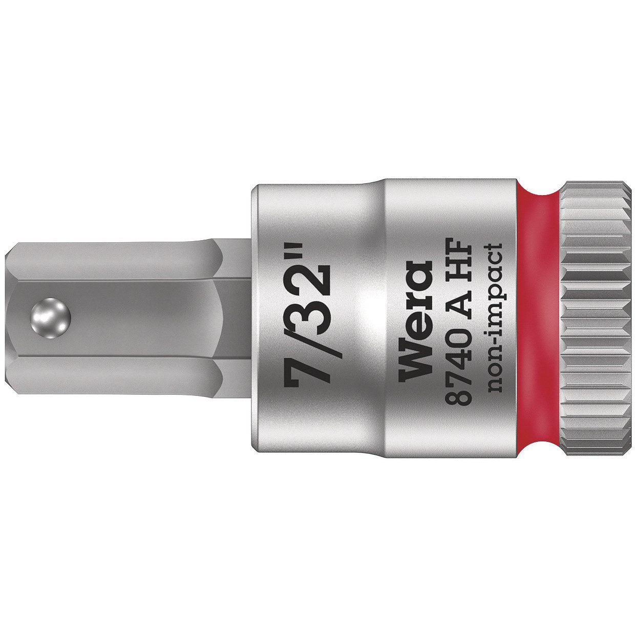 Wera 8740 A HF Zyklop bit socket with holding function, 1/4" drive, 7/32" x 28 mm