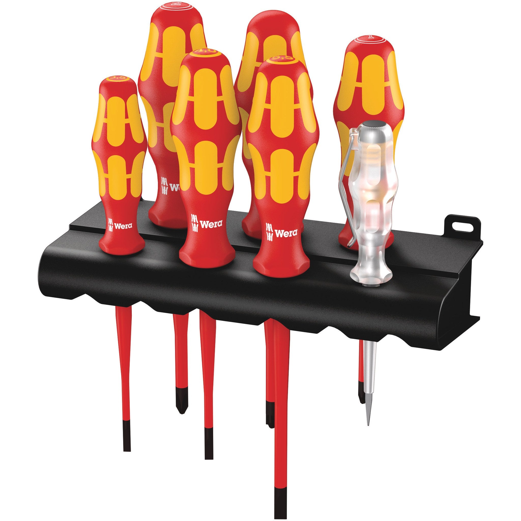 Wera 160 iS/7 Rack Screwdriver set Kraftform Plus Series 100, single-pole phase tester