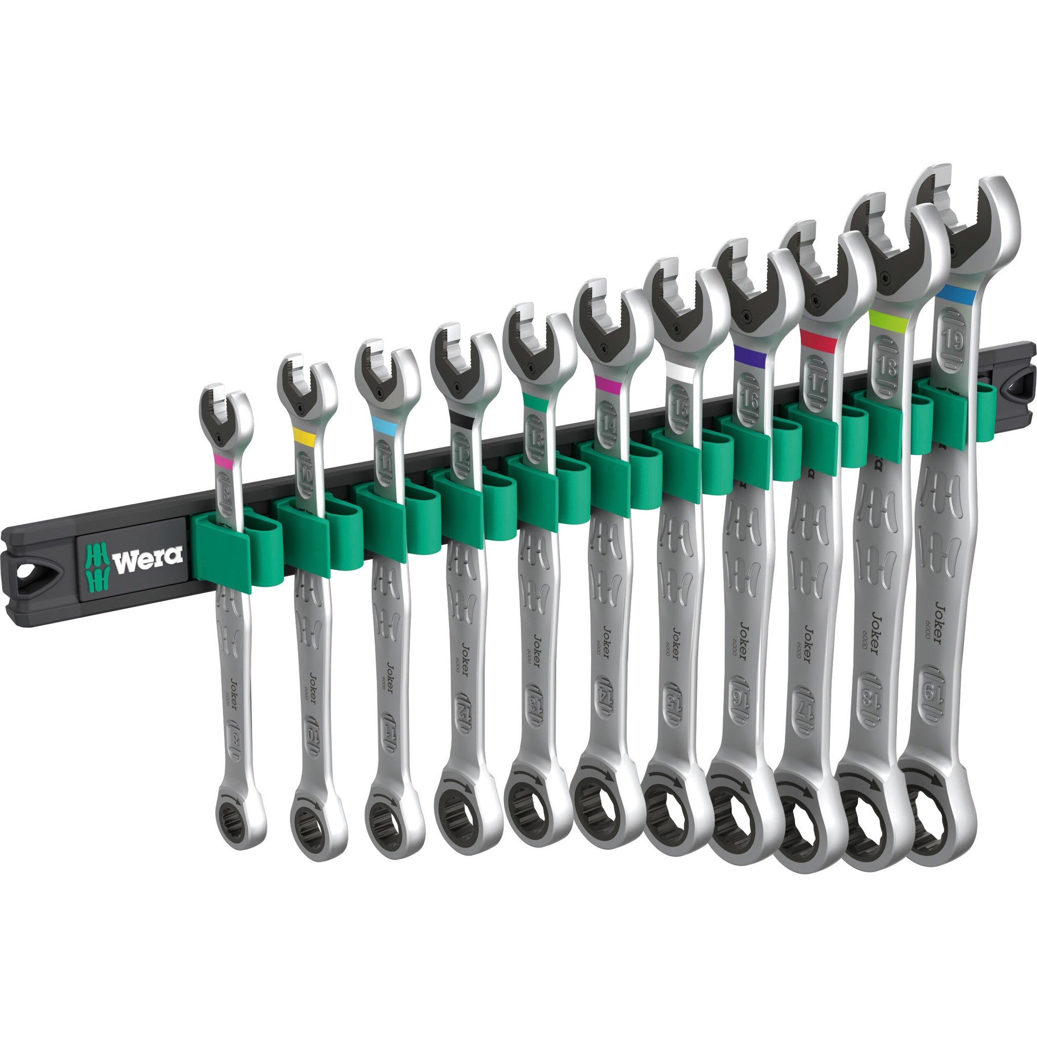 Wera 9630 Magnetic rail 6000 Joker 1 Ratcheting combination wrenches set, 11 pieces
