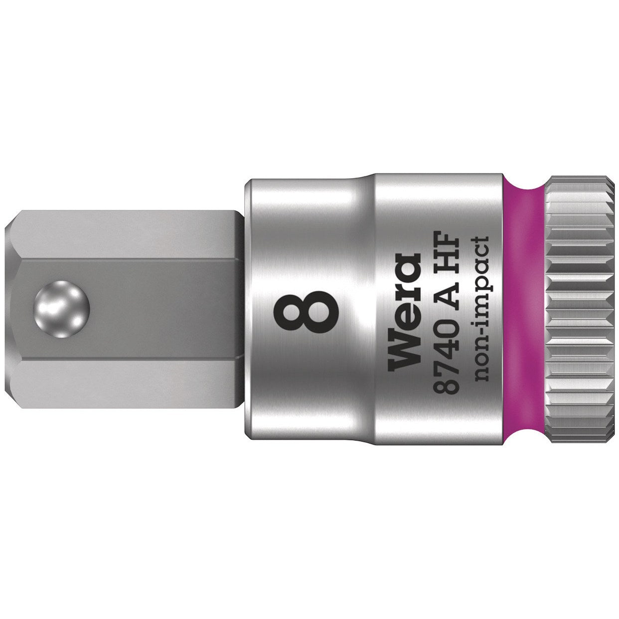 Wera 8740 A HF Zyklop bit socket with holding function, 1/4" drive, 8 x 28 mm