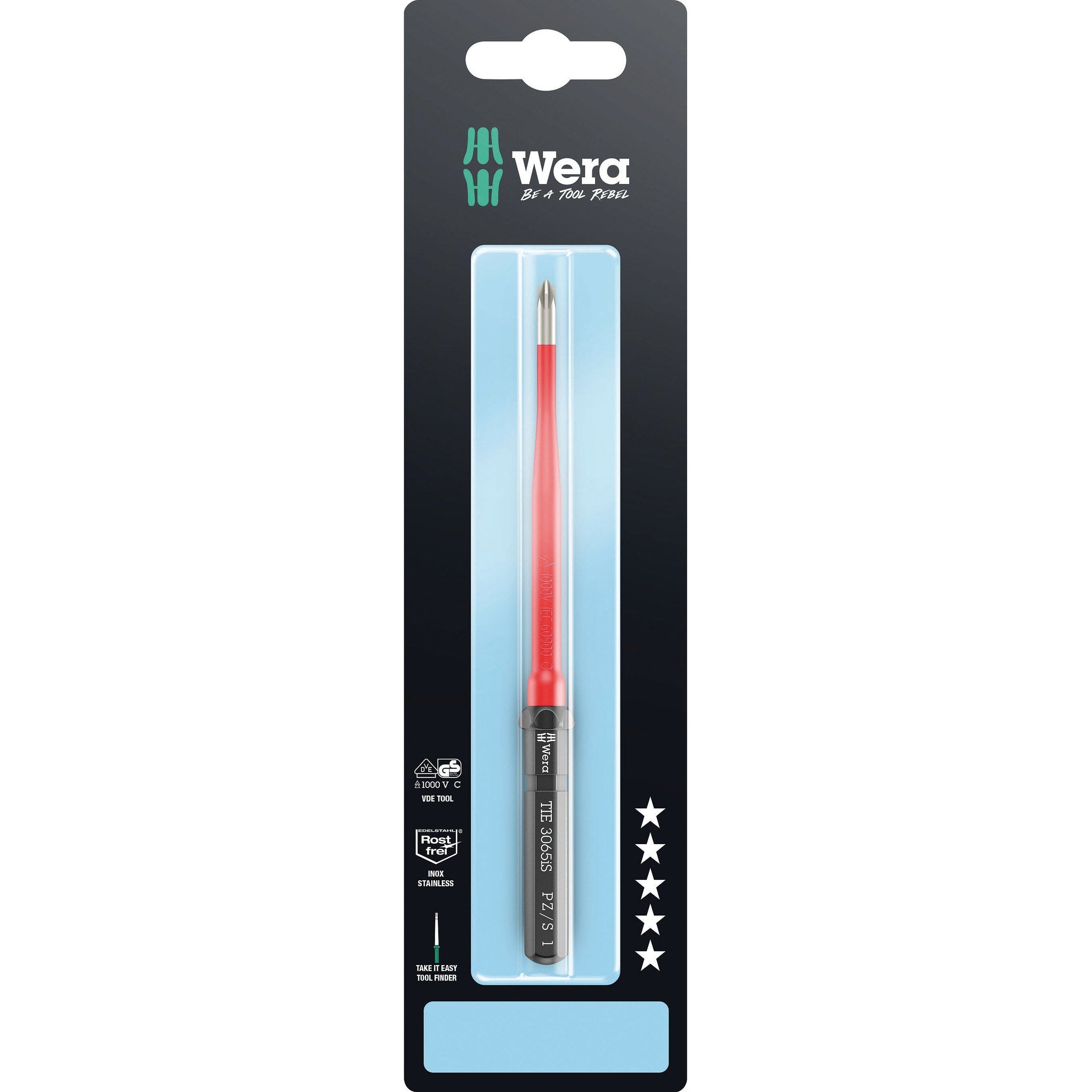 Wera Kraftform Kompakt VDE 3065 iS PZ/S Take it easy SB, stainless steel, # 1 x 157 mm