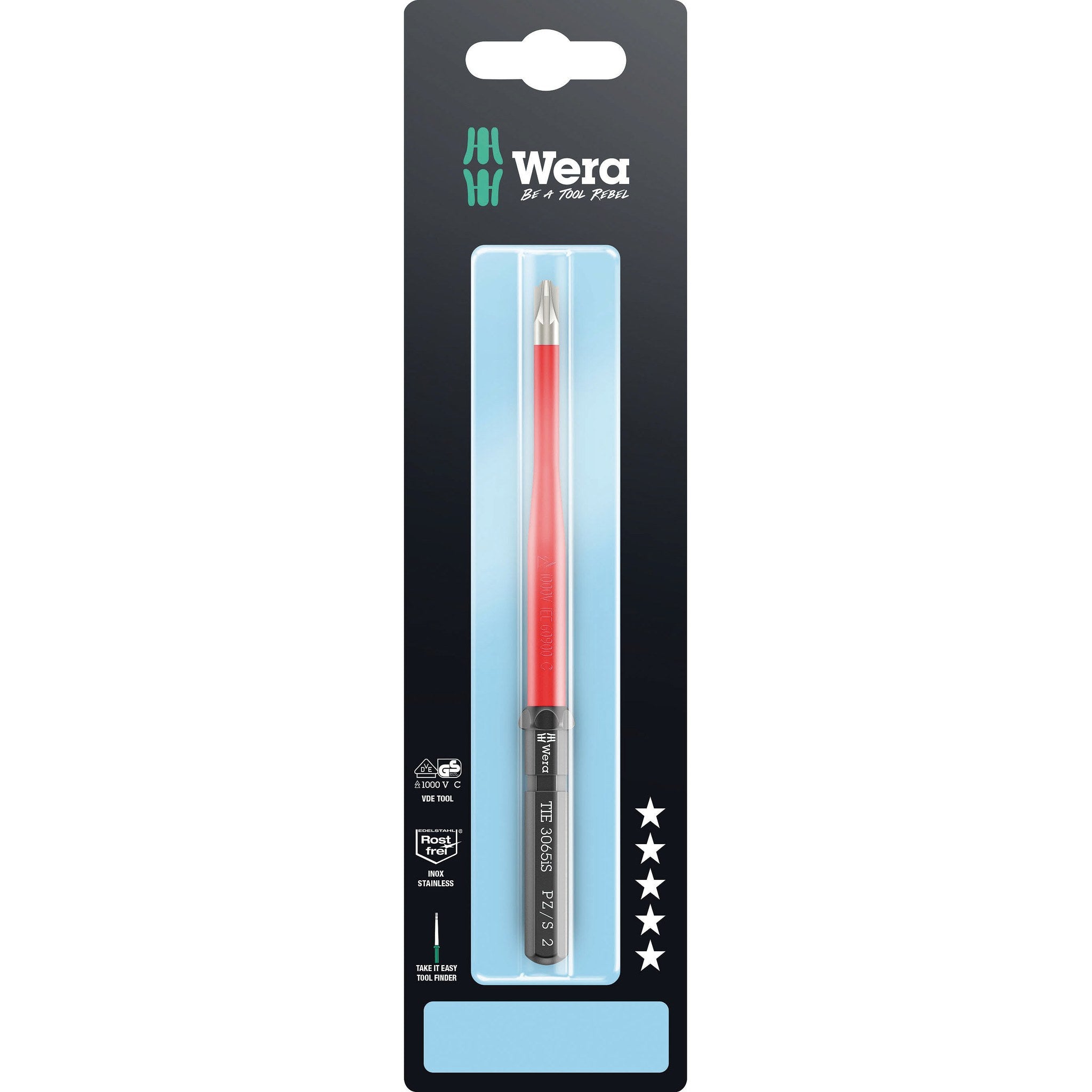 Wera Kraftform Kompakt VDE 3065 iS PZ/S Take it easy SB, stainless steel, # 2 x 157 mm