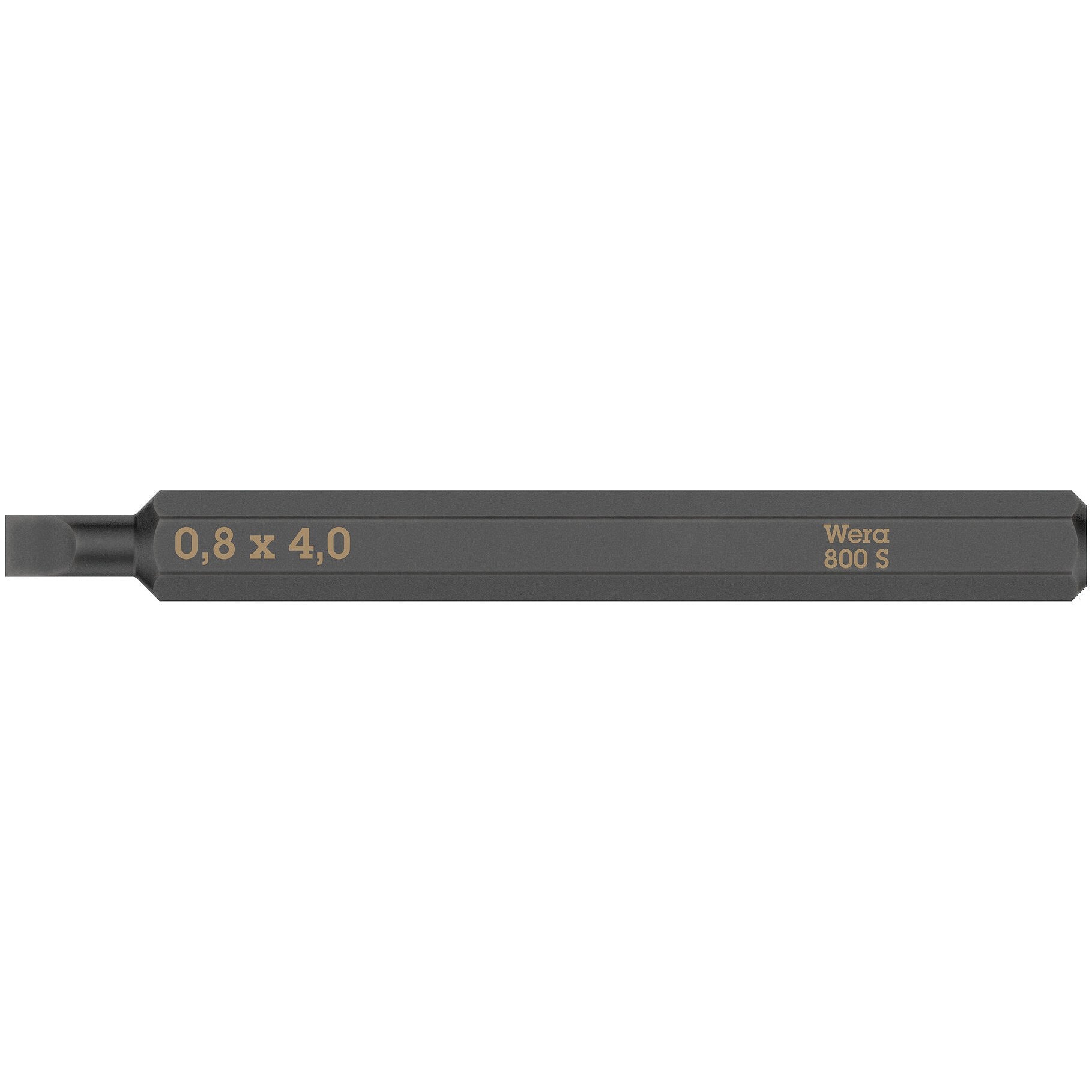 Wera 800 S Slotted bits for impact screwdrivers, 0.8 x 4 x 70 mm