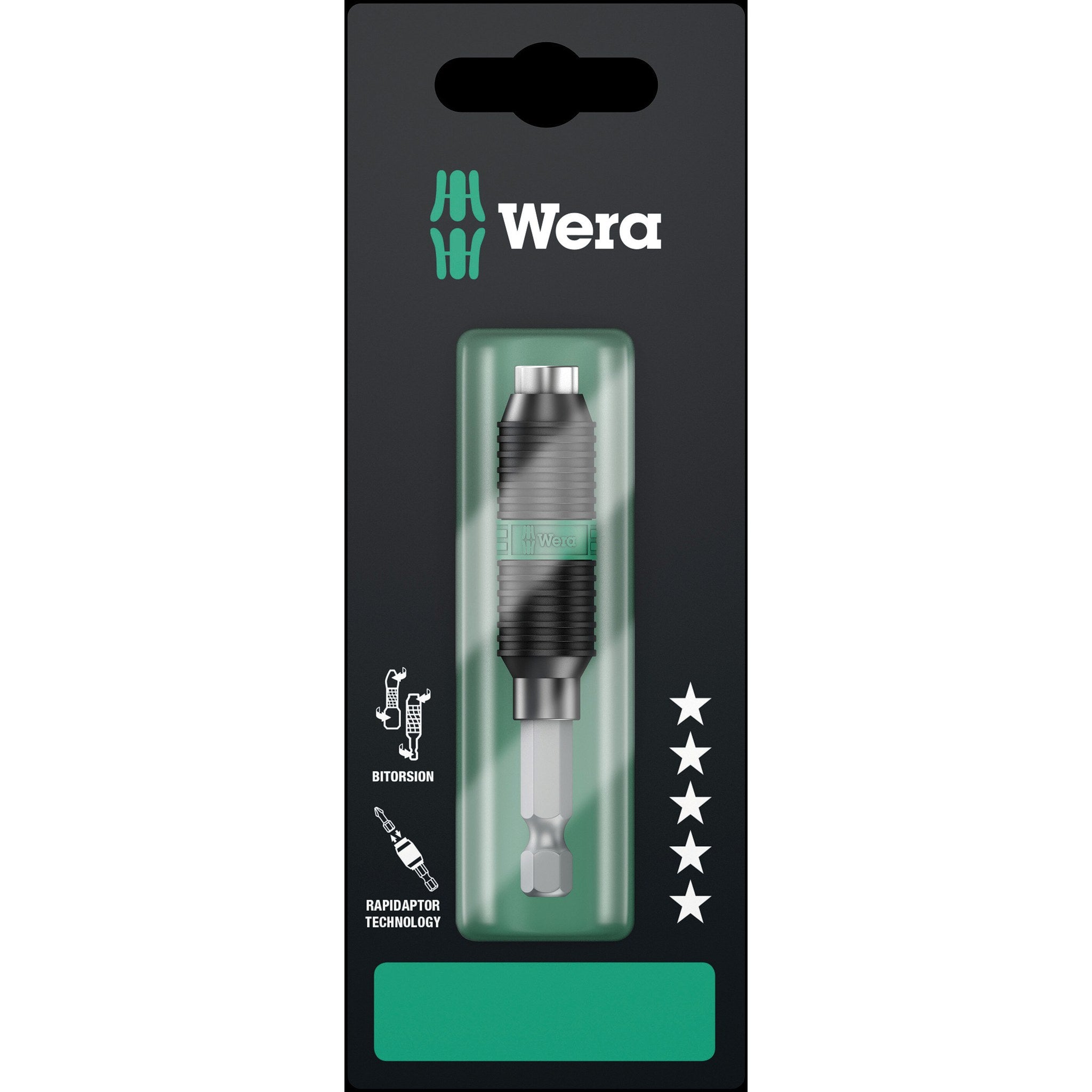 Wera 897/4 R SB Rapidaptor BiTorsion Universal Bit Holder, 1/4" x 75 mm