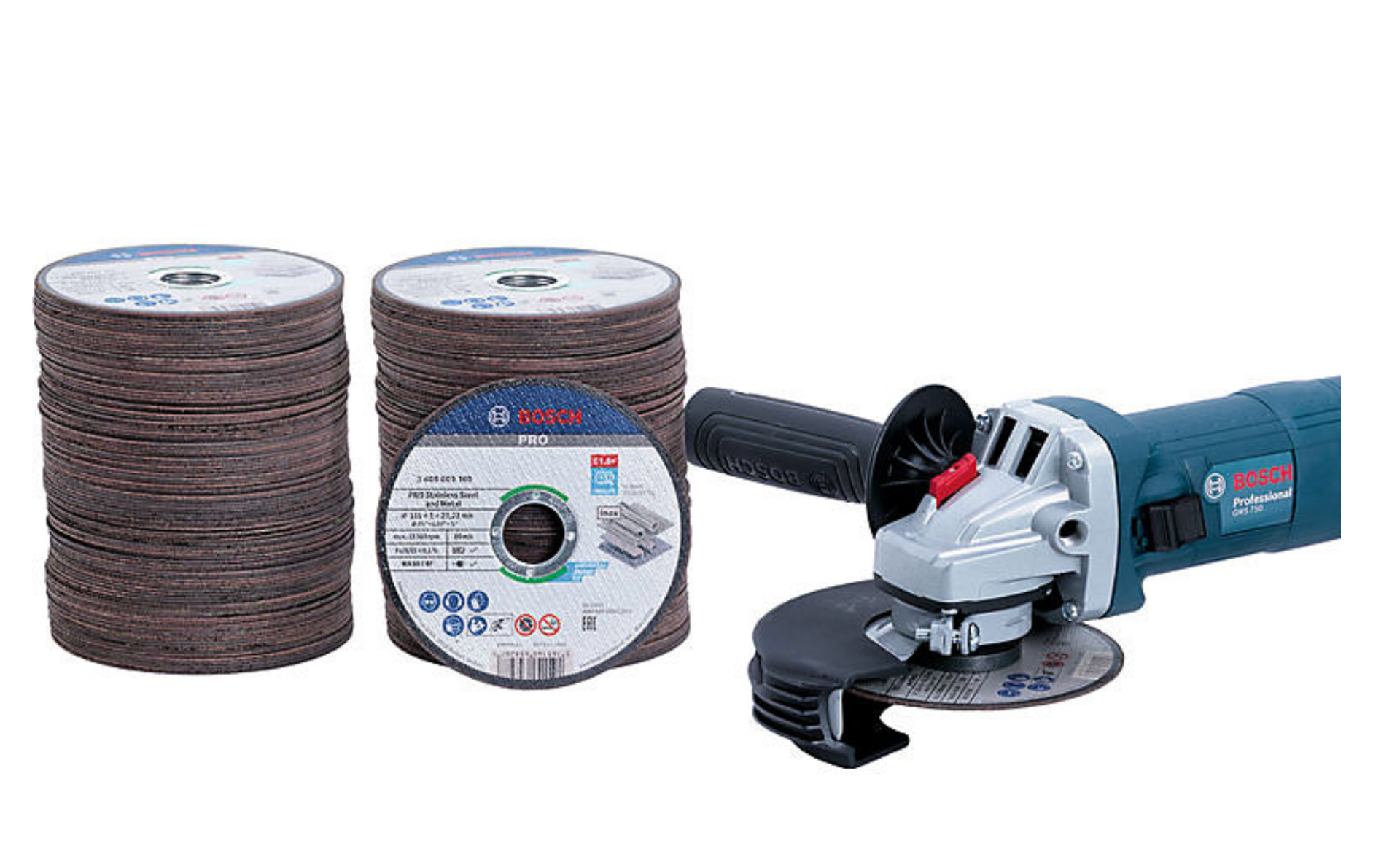 Bosch GWS 750 Grinder + 200 Cutting Discs