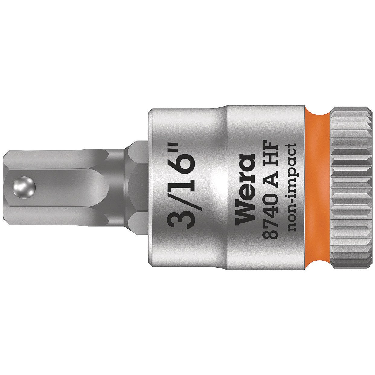 Wera 8740 A HF Zyklop bit socket with holding function, 1/4" drive, 3/16" x 28 mm