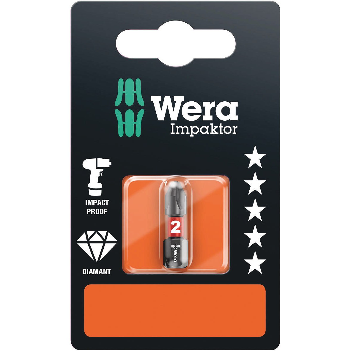 Wera 851/1 IMP DC SB Impaktor bits, PH 2 x 25 mm