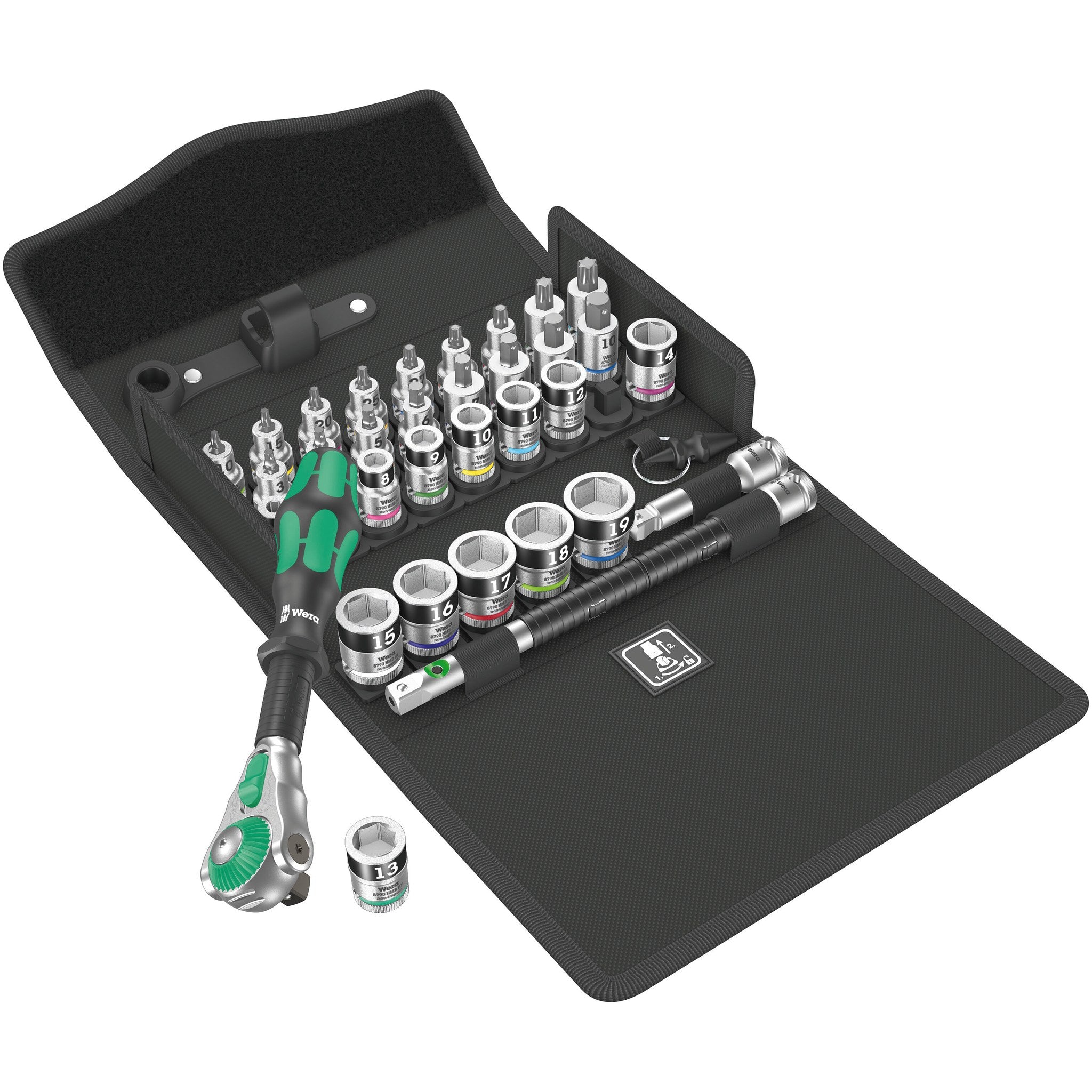 Wera 8100 SB All-in Zyklop Speed ratchet set, 3/8" drive, 35 pieces