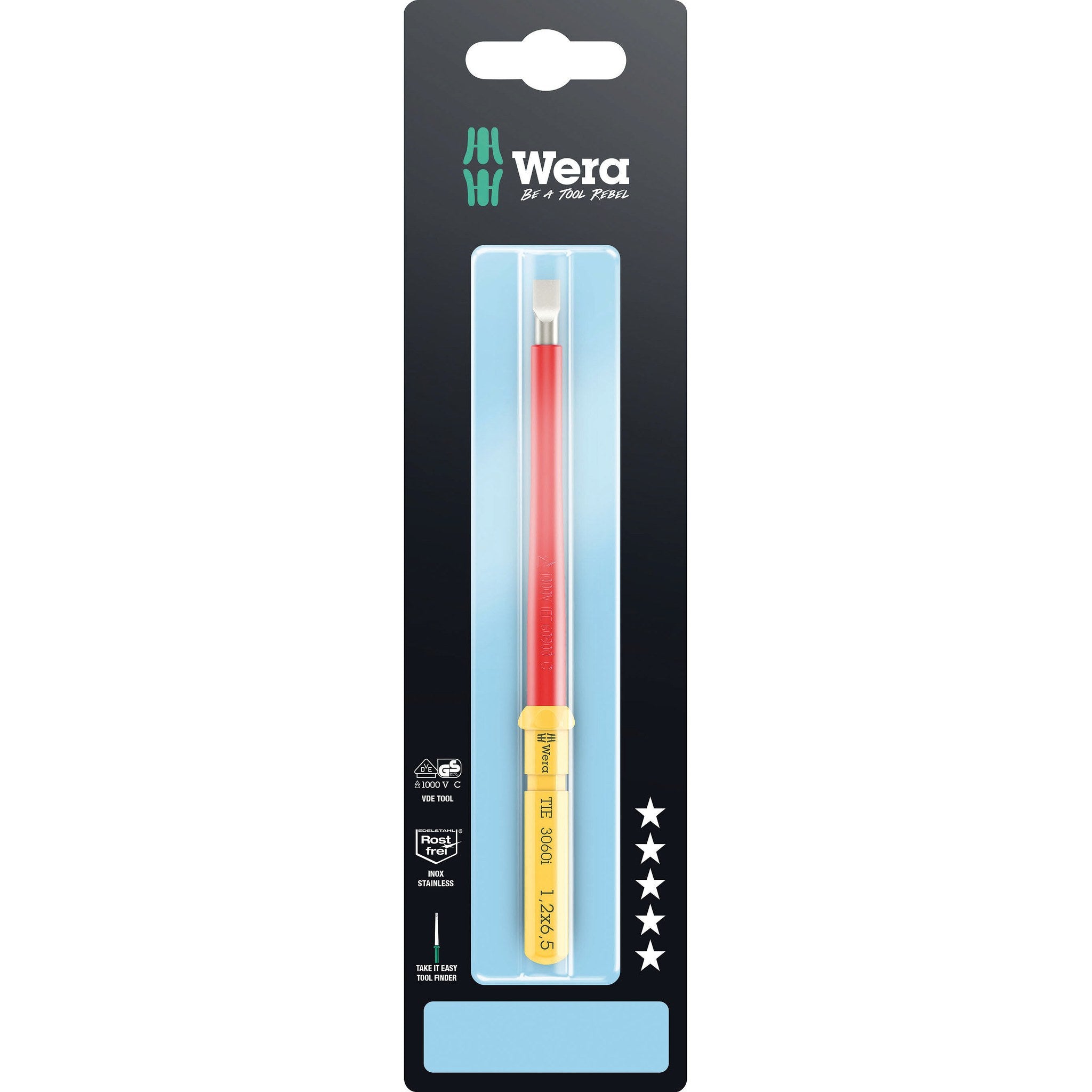 Wera Kraftform Kompakt VDE 3060 i Take it easy SB, stainless steel, 1.2 x 6.5 x 157 mm